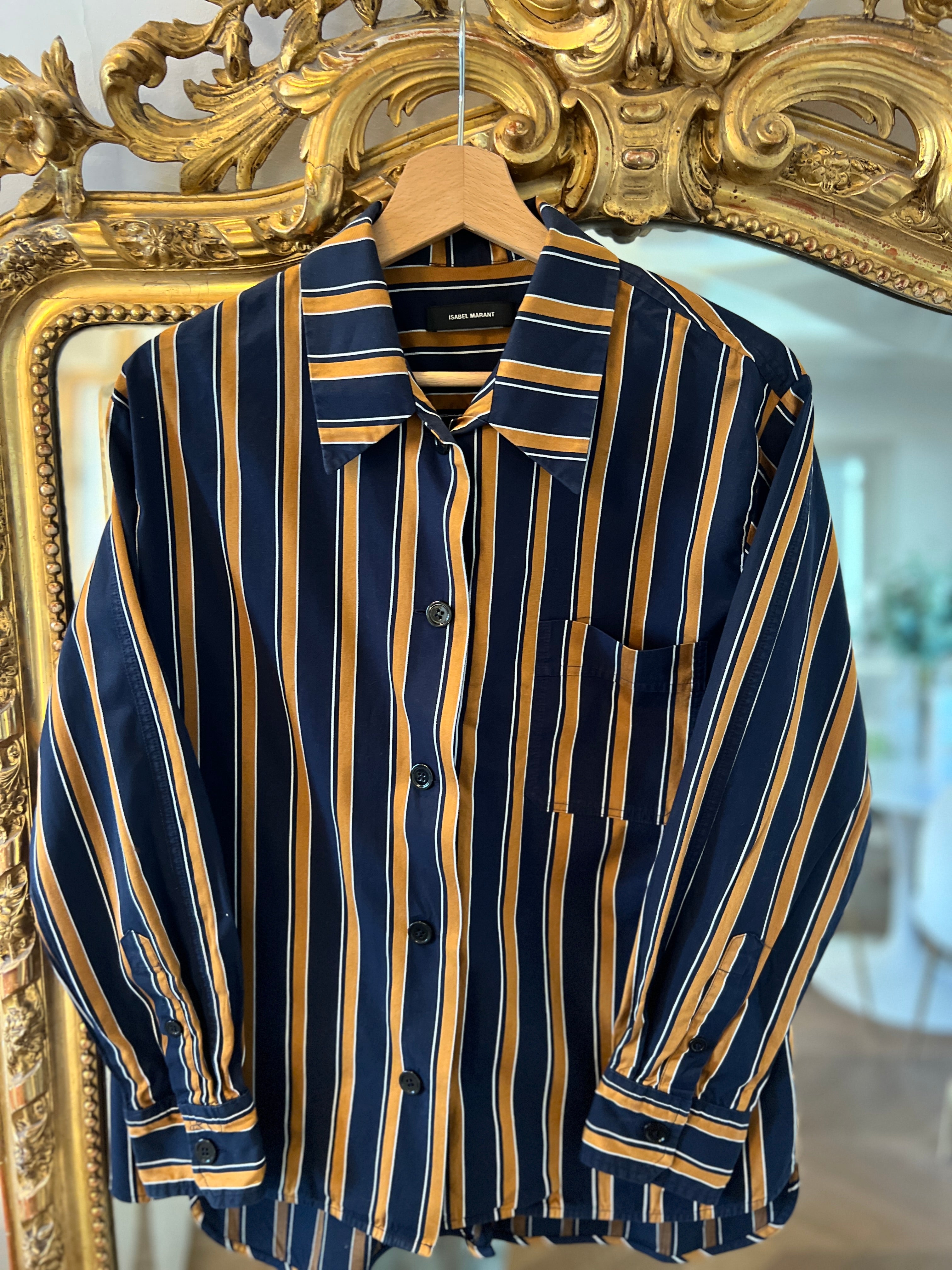 Isabel Marant - Chemise à rayures bleu marine et marron