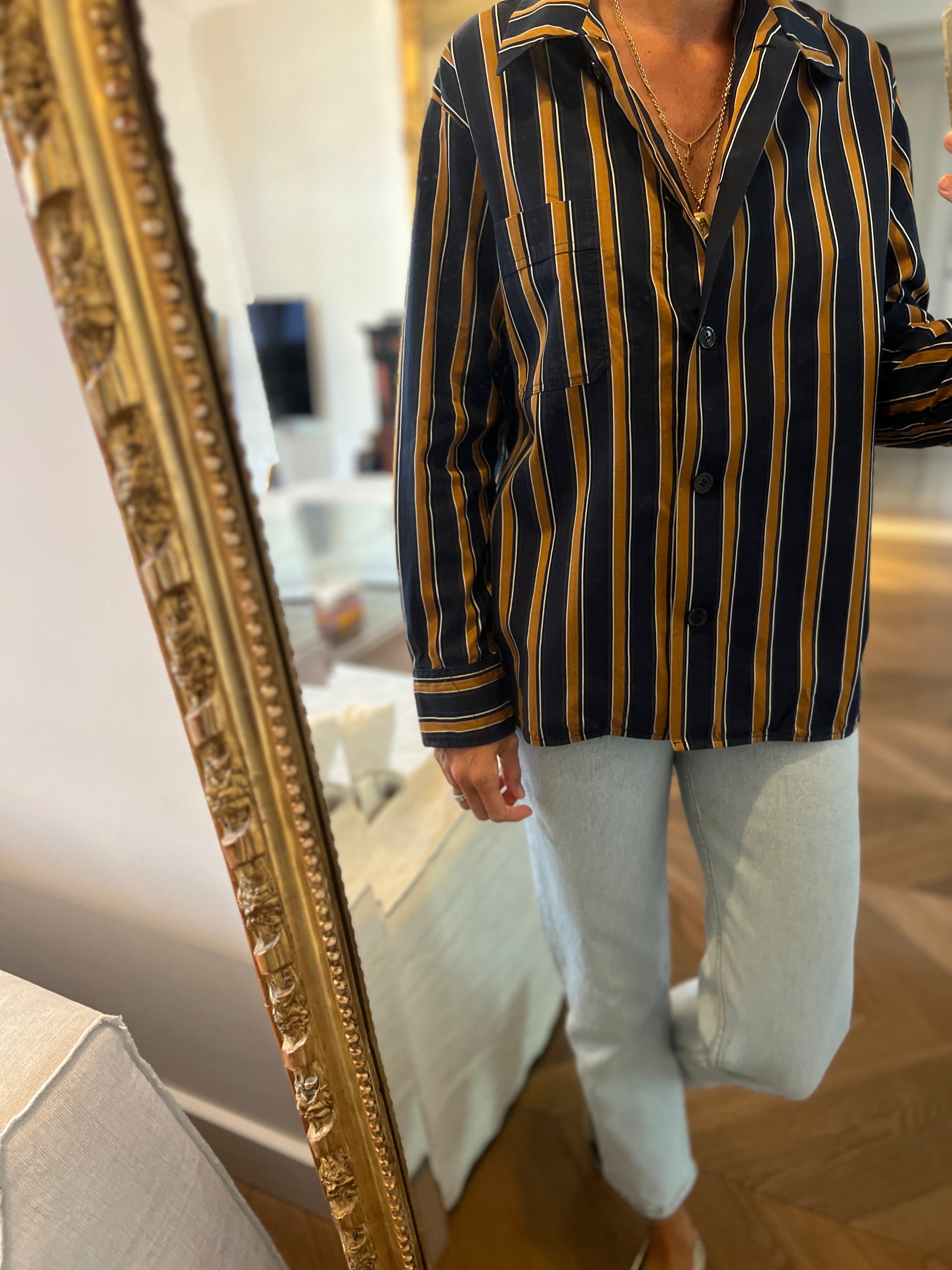 Isabel Marant - Chemise à rayures bleu marine et marron