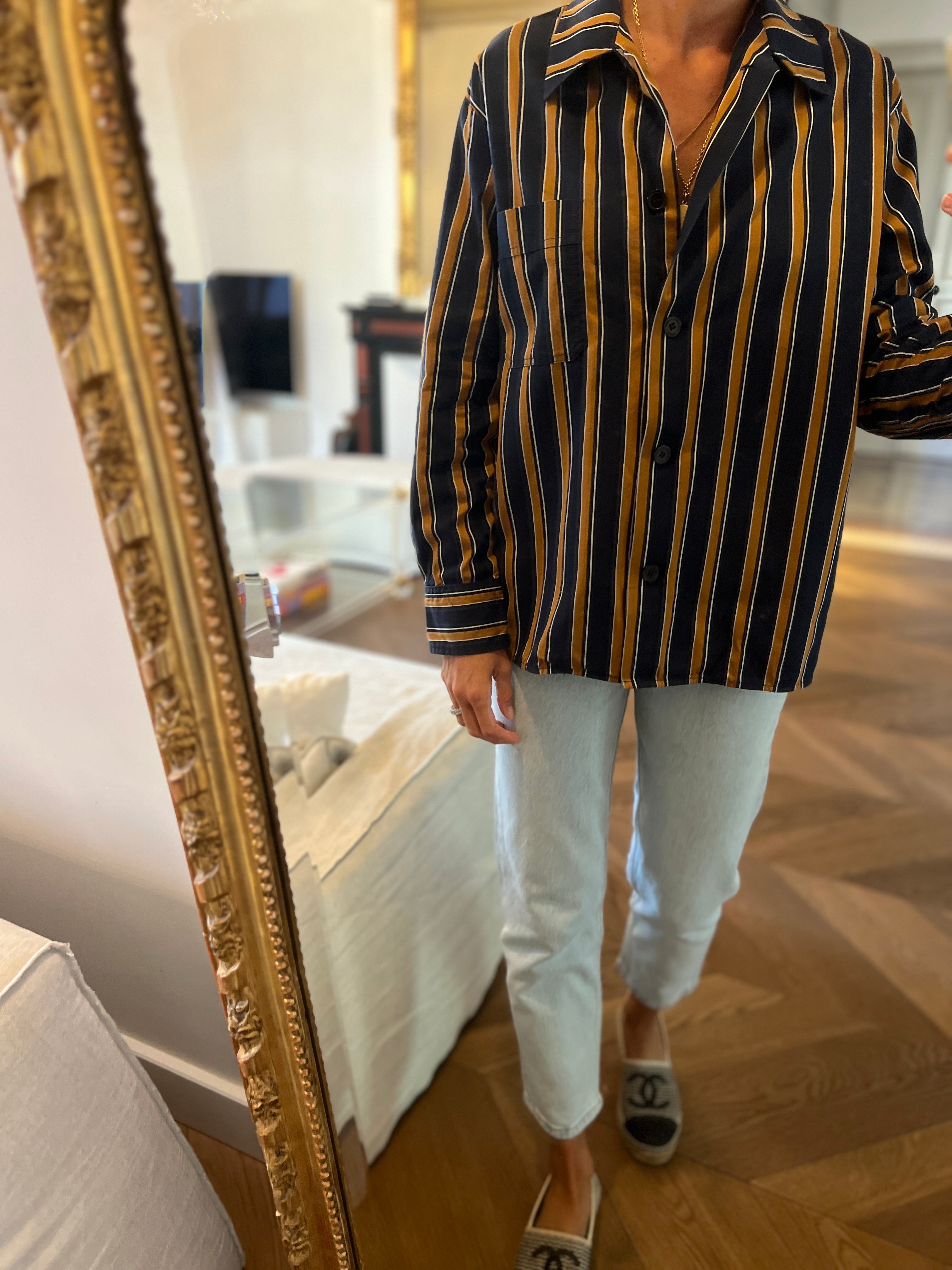 Isabel Marant - Chemise à rayures bleu marine et marron