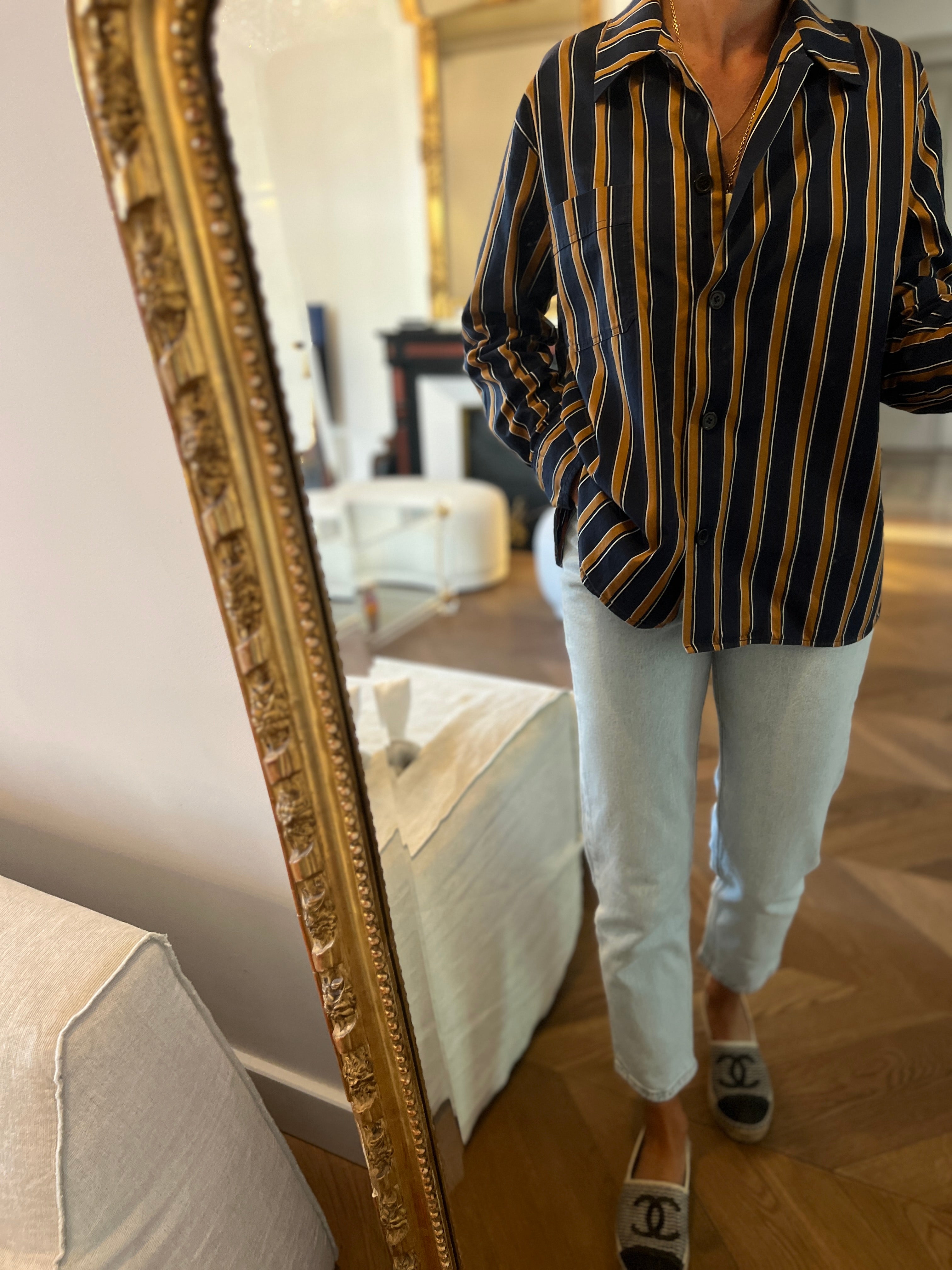 Isabel Marant - Chemise à rayures bleu marine et marron