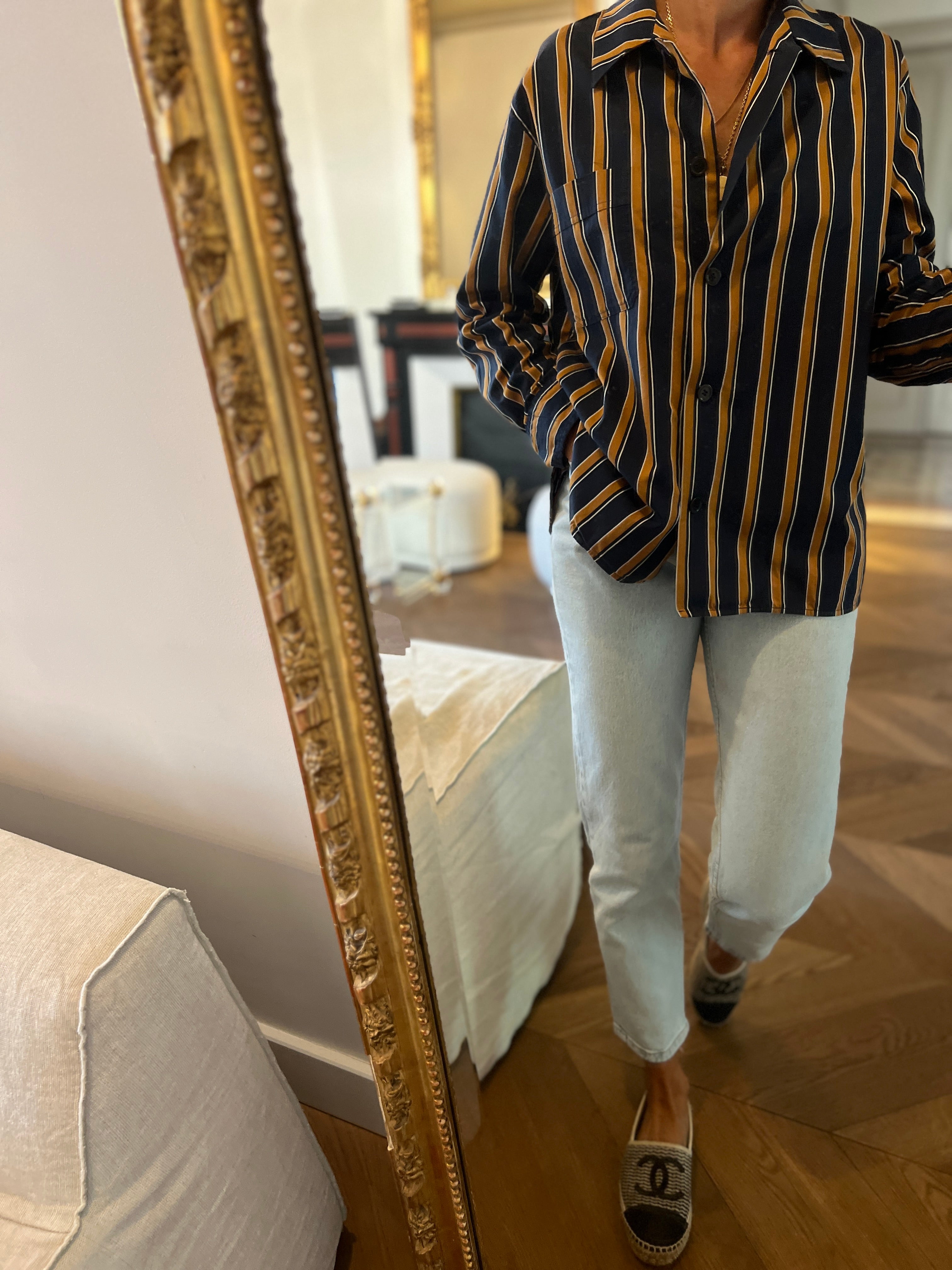 Isabel Marant - Chemise à rayures bleu marine et marron