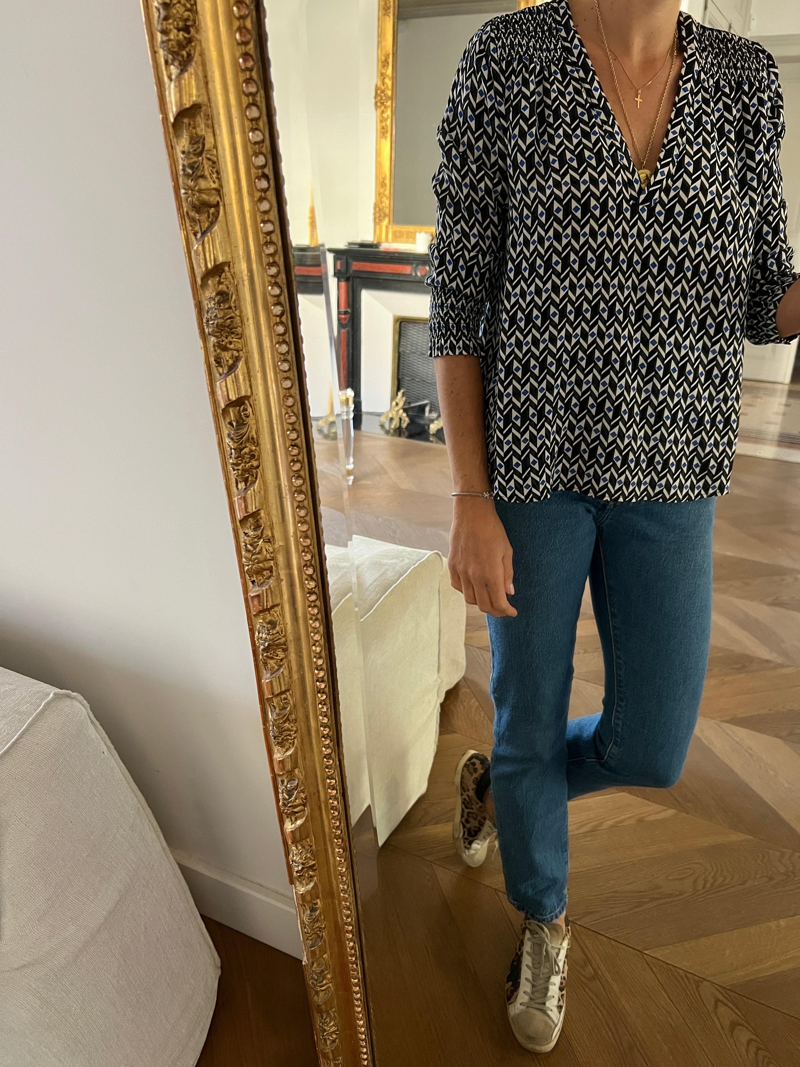 Blouse Ba&sh Leo noire et bleue