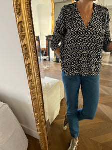 Blouse Ba&sh Leo noire et bleue