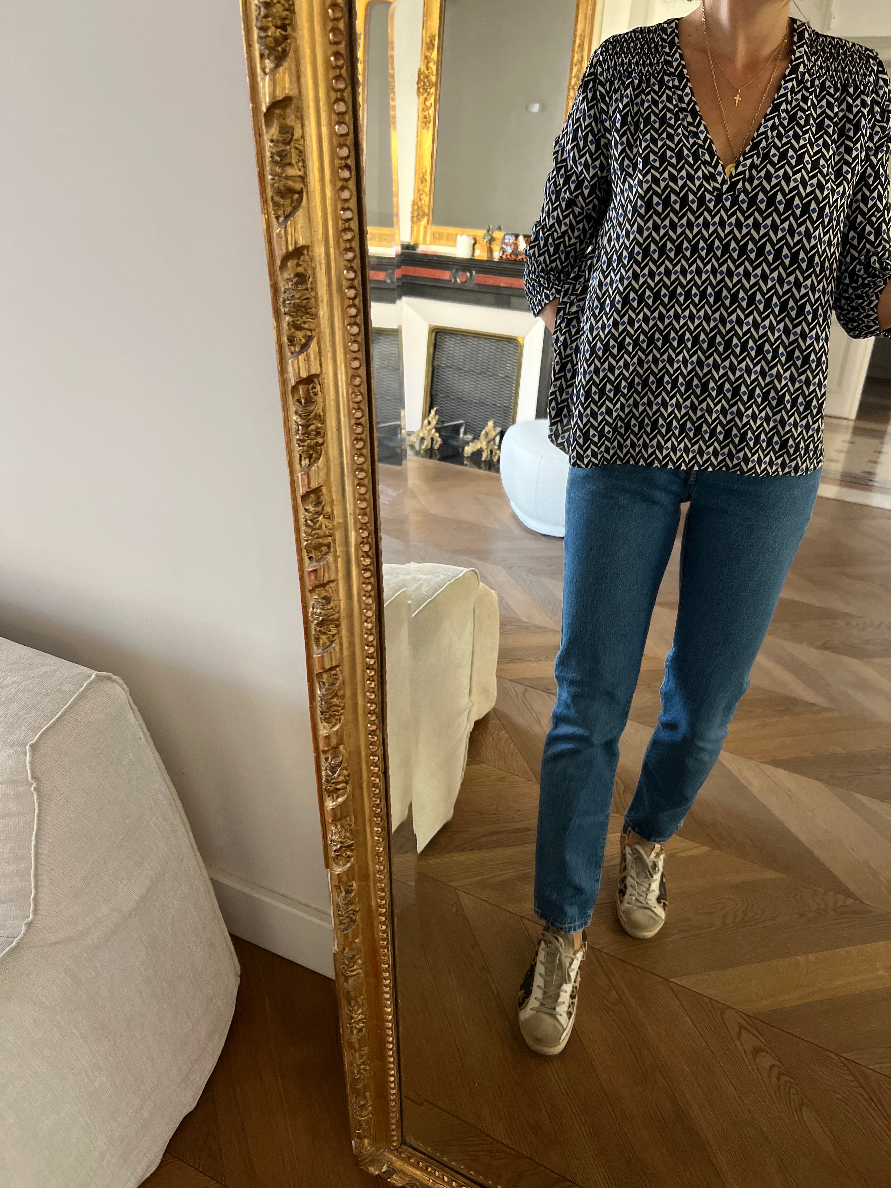 Blouse Ba&sh Leo noire et bleue