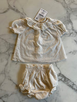Charger l'image dans la galerie, Zara - Ensemble Blouse et shorty ecrue avec col Neuf T.9-12 mois
