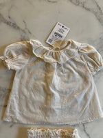 Charger l'image dans la galerie, Zara - Ensemble Blouse et shorty ecrue avec col Neuf T.9-12 mois
