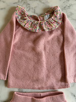 Charger l'image dans la galerie, Cyrillus - Ensemble Legging et Pull rose col fleuri T.6mois
