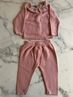 Charger l'image dans la galerie, Cyrillus - Ensemble Legging et Pull rose col fleuri T.6mois
