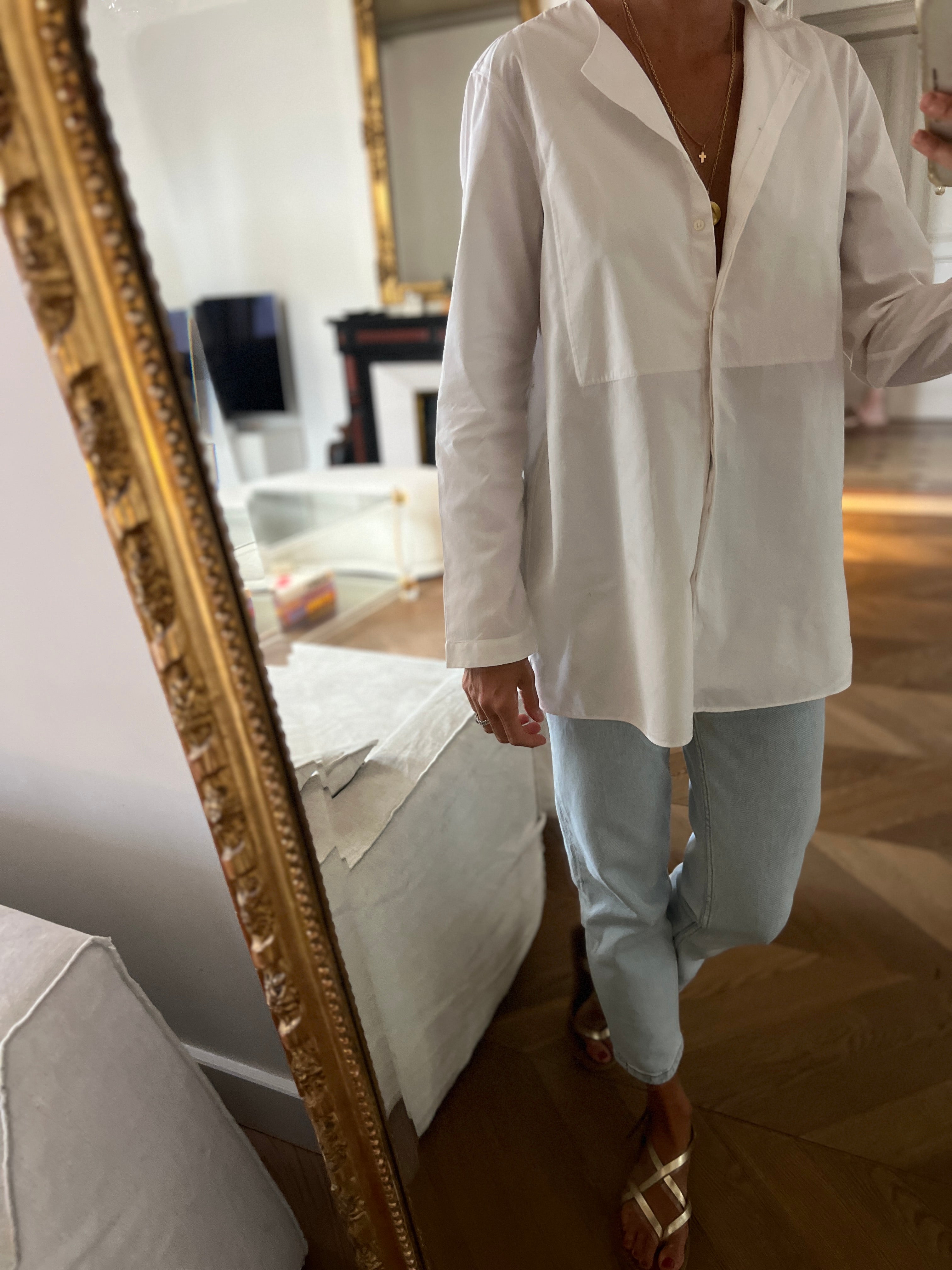 Massimo Dutti - Chemise longue blanche