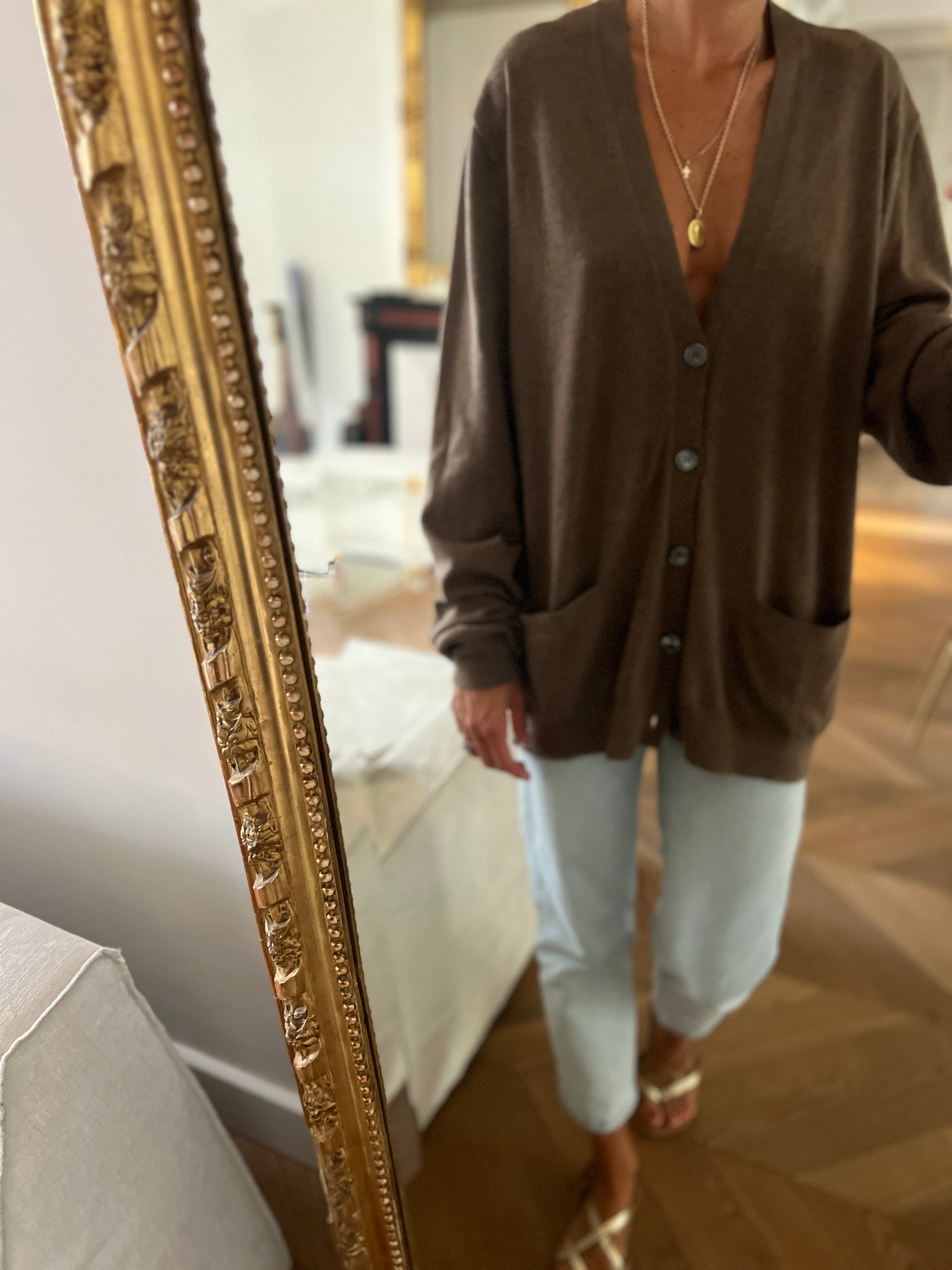 Ralph Lauren - Gilet long en cachemire kaki