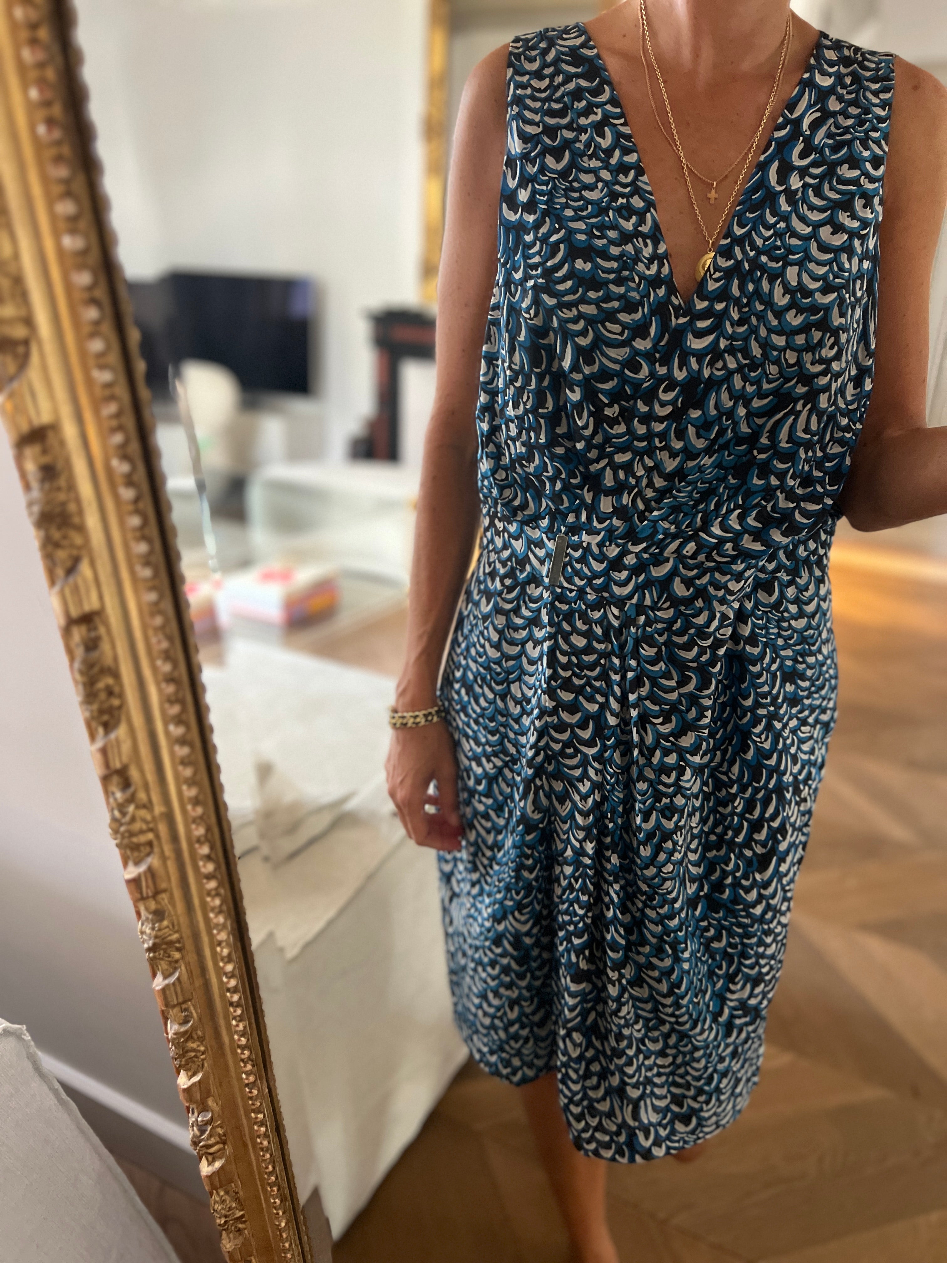 Apostrophe Paris - Robe bleue à motifs