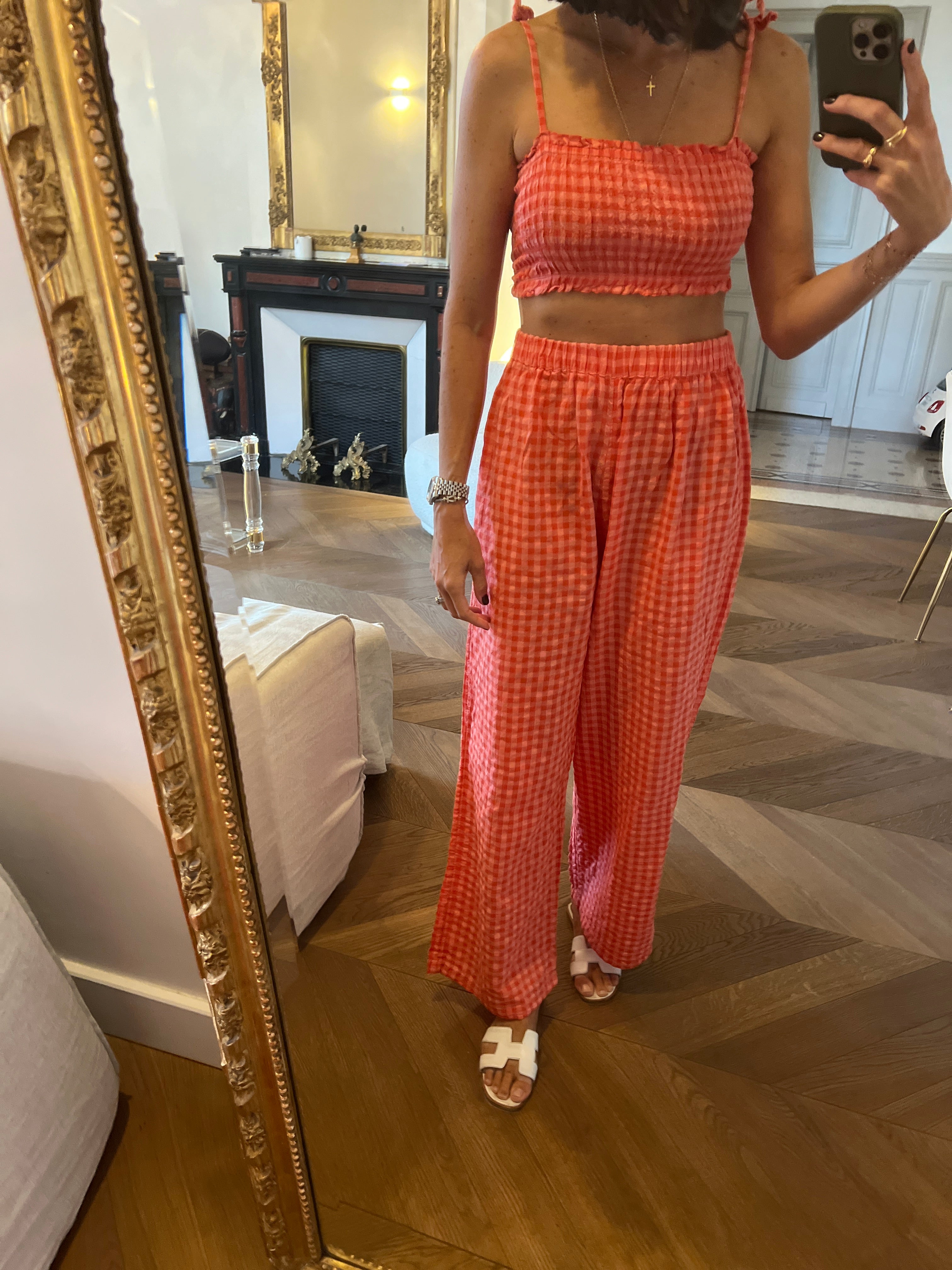 Malika Menard Ensemble à carreaux orange Topshop