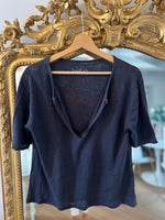 Charger l&#39;image dans la galerie, Ba&amp;sh -  T-Shirt bleu nuit en lin
