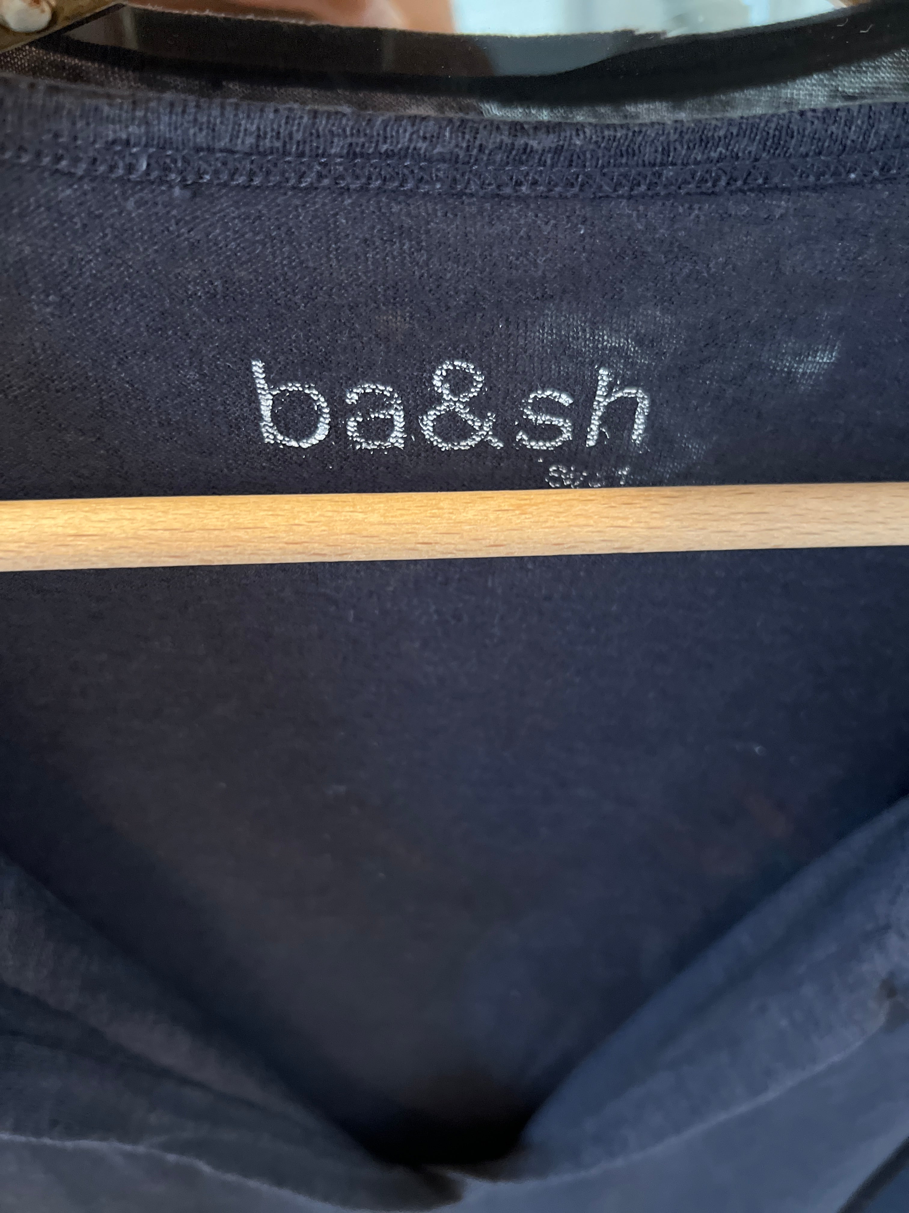 Ba&sh -  T-Shirt bleu nuit en lin