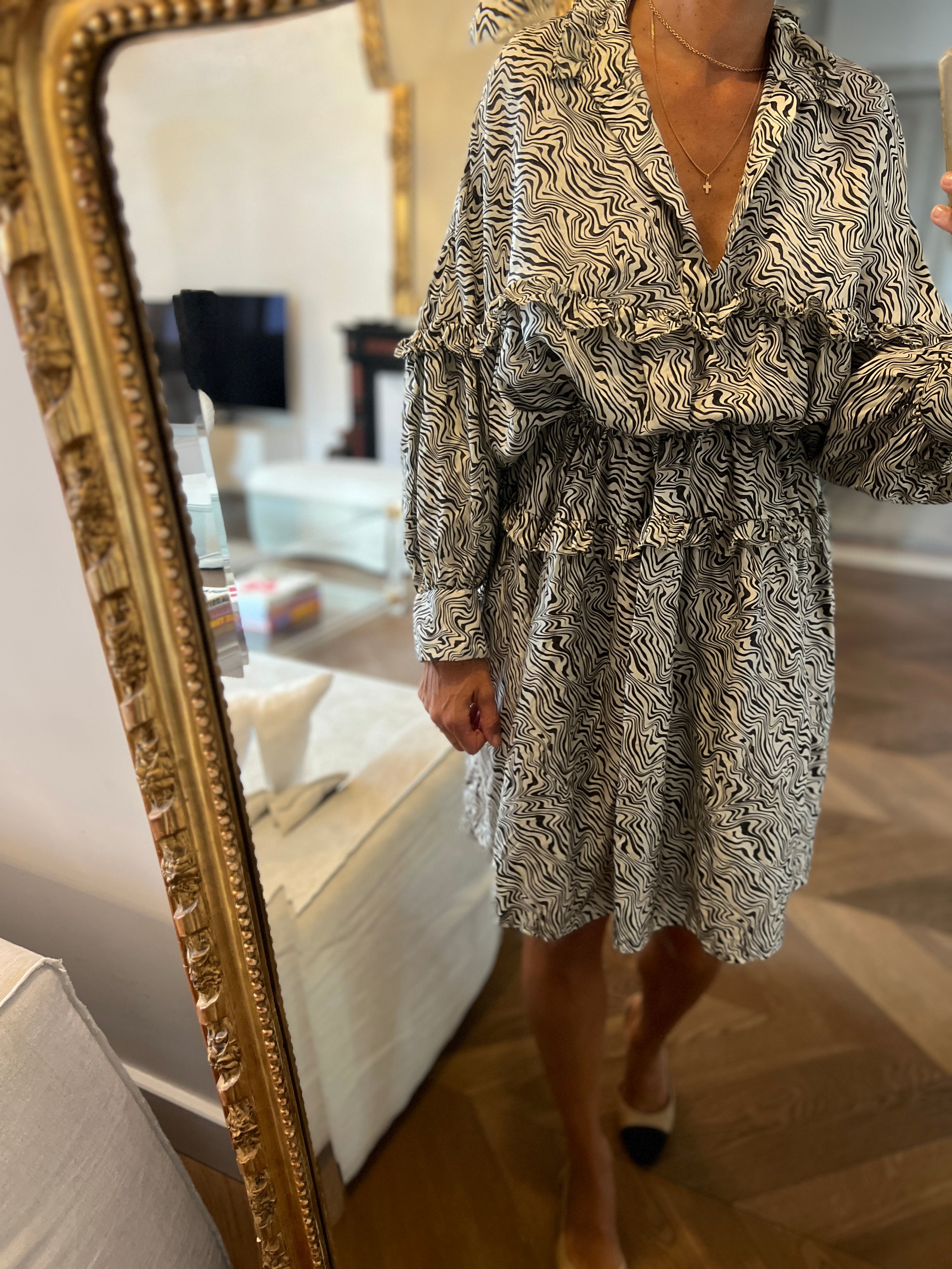 Sandro - Robe longue zébrée