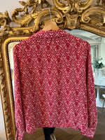 Charger l&#39;image dans la galerie, Blouse Ba&amp;sh Zilou en soie bordeaux et blanche
