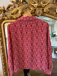 Blouse Ba&sh Zilou en soie bordeaux et blanche