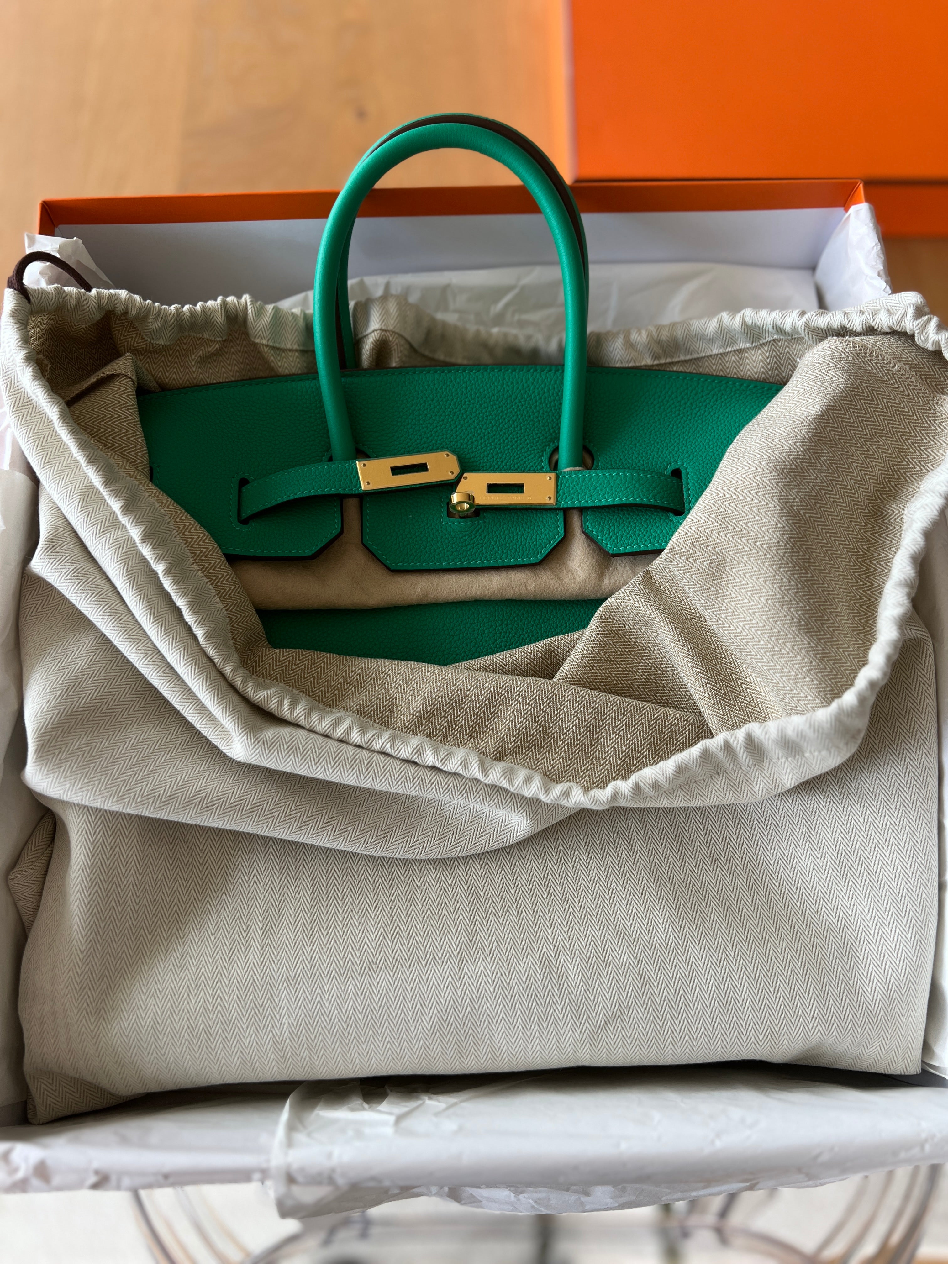 Sac Birkin Hermes 35 Neuf couleur menthe