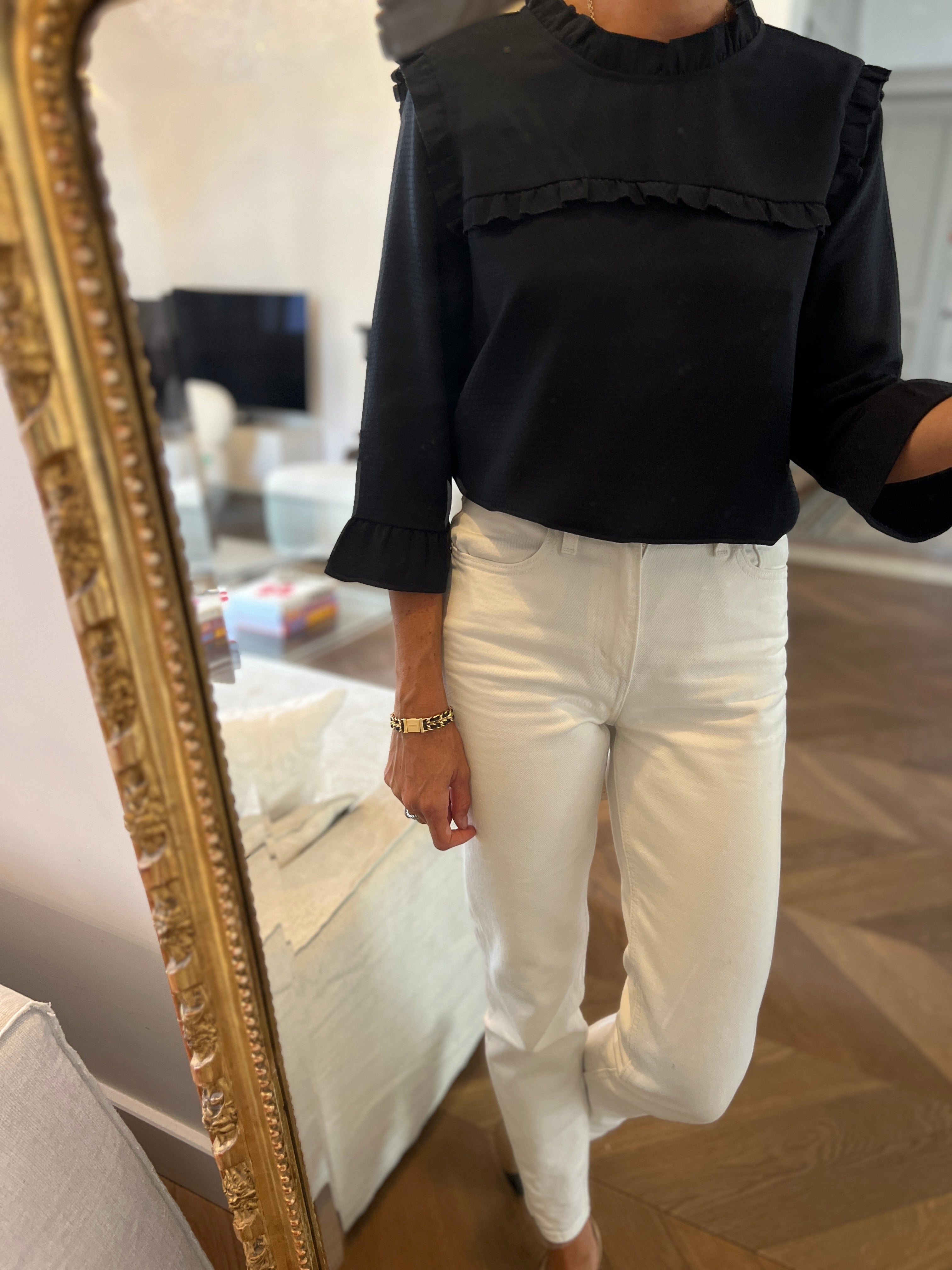 La Petite étoile - Blouse bleu marine col montant