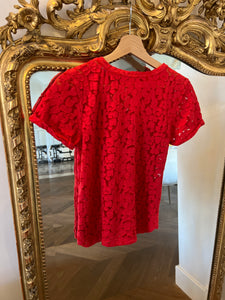 T-shirt Maje en dentelle rouge