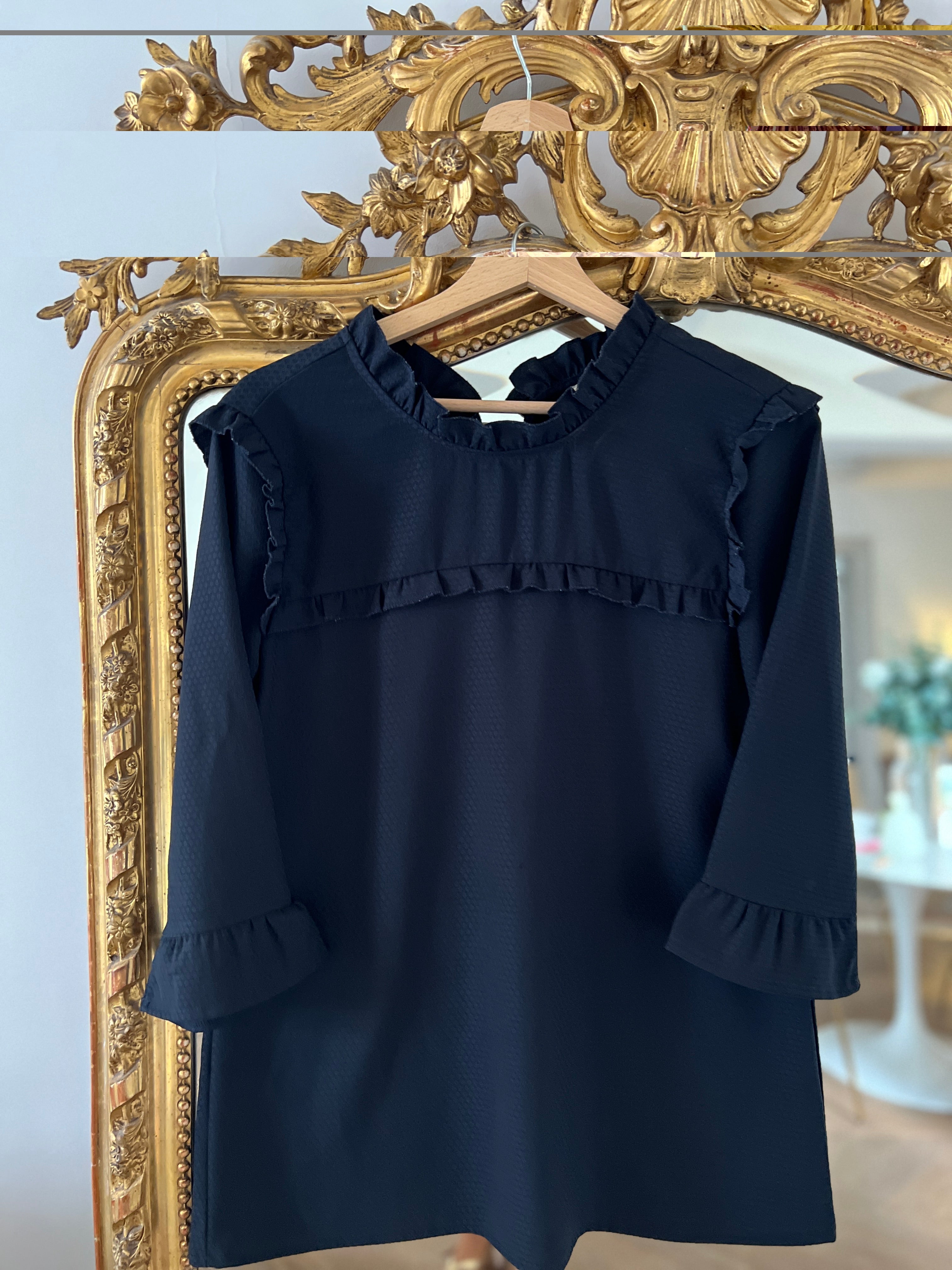 La Petite étoile - Blouse bleu marine col montant
