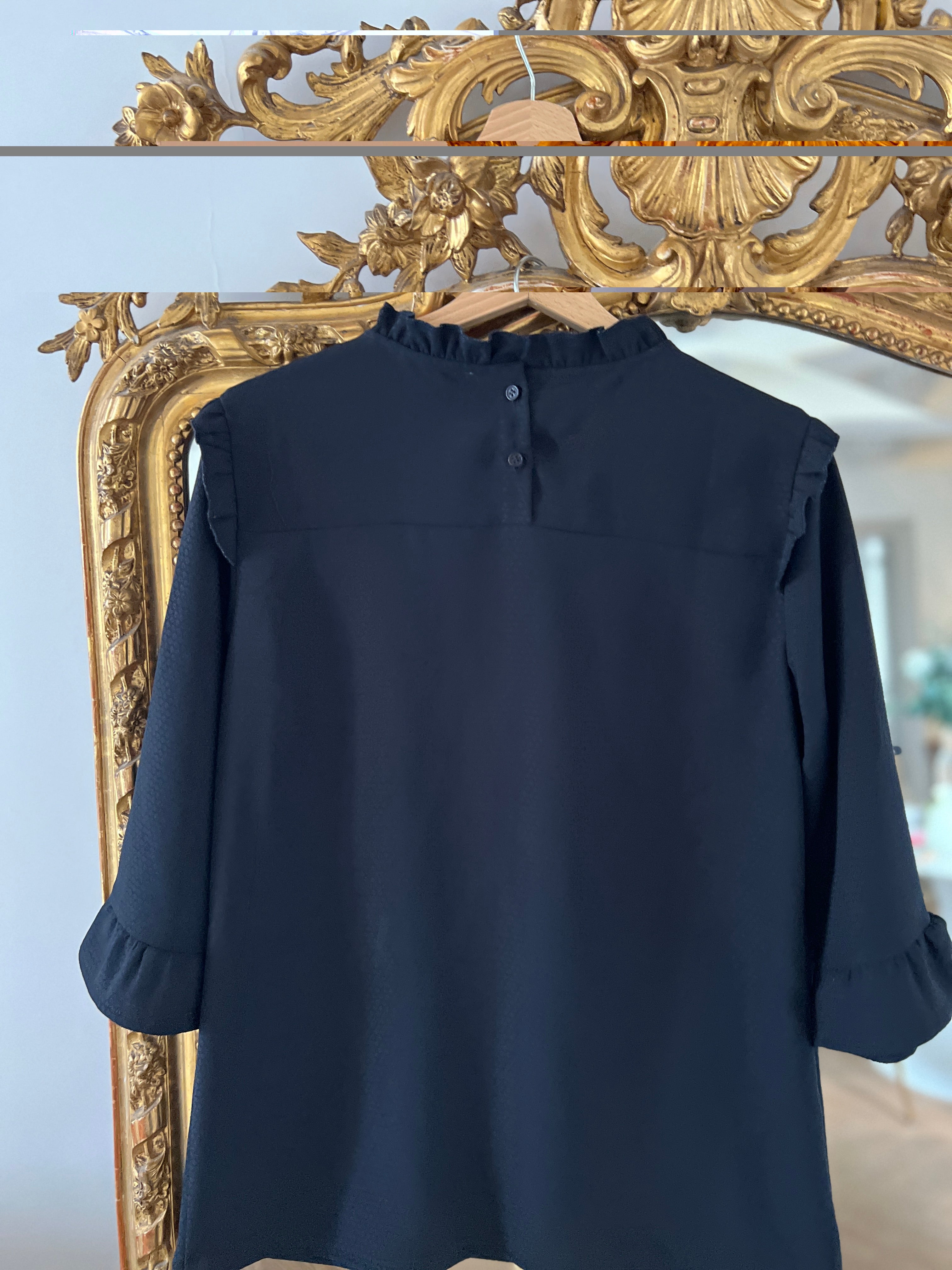 La Petite étoile - Blouse bleu marine col montant