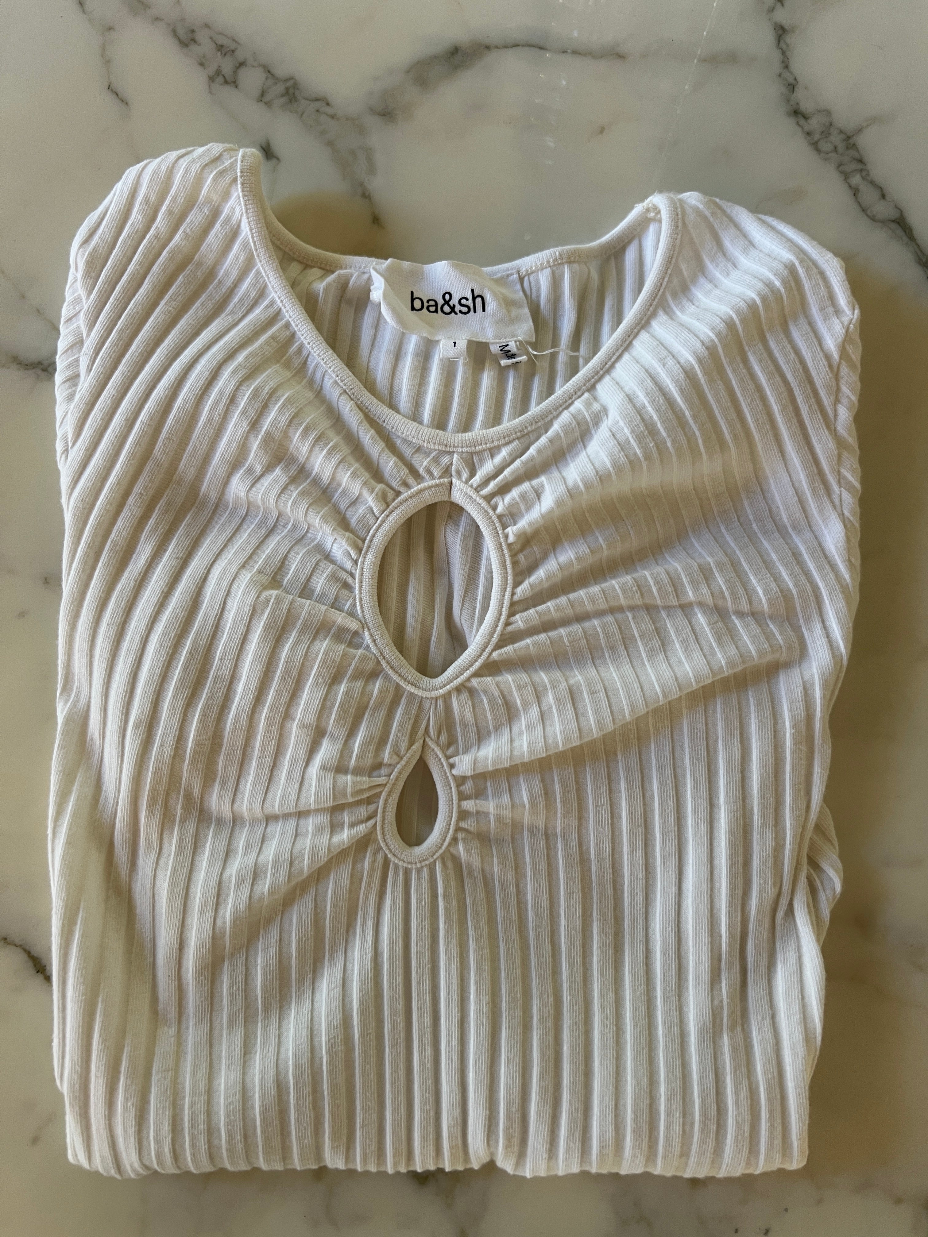 Top Ba&sh blanc décolleté avec ronds