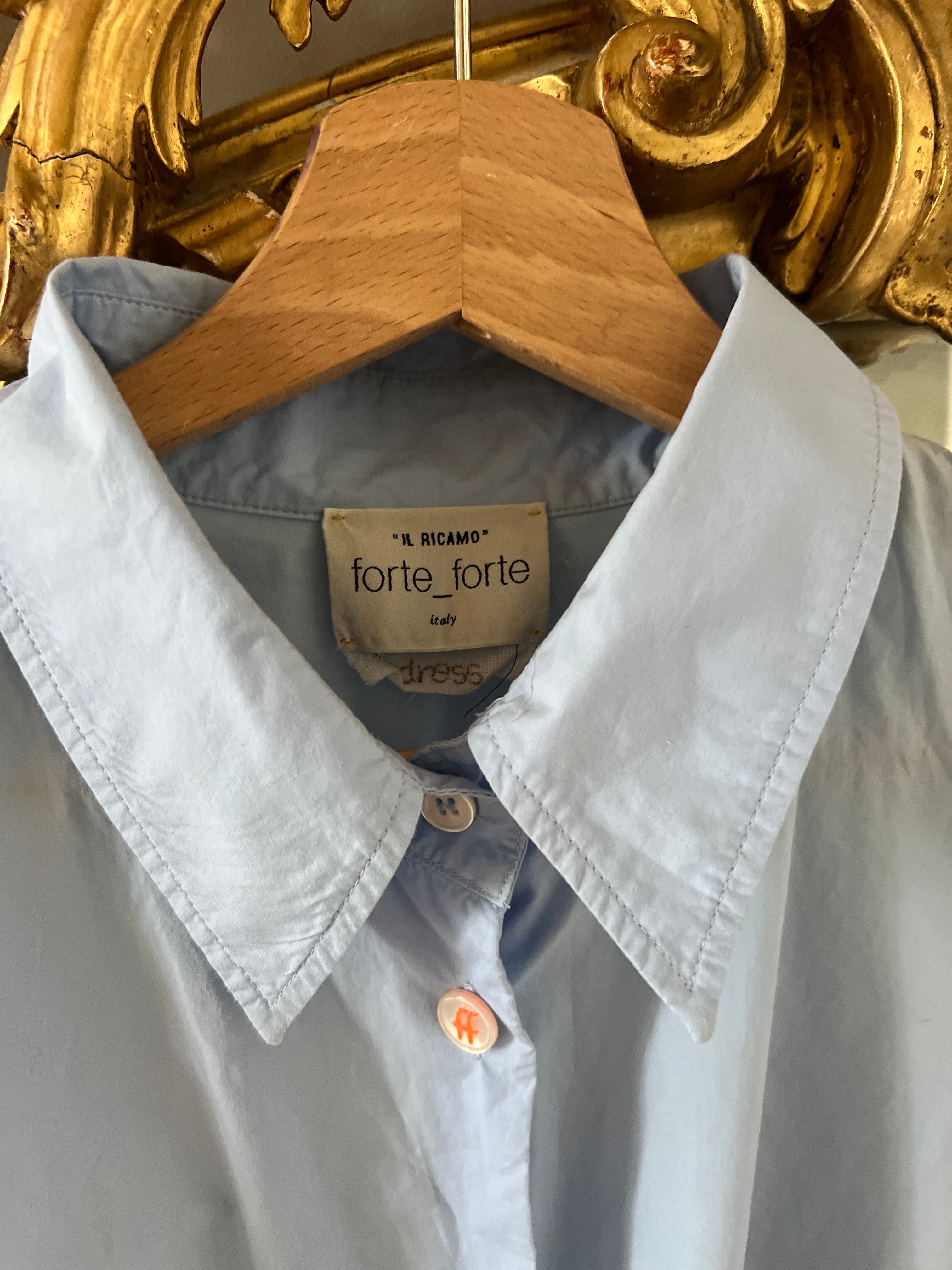 Forte Forte - Robe chemisier bleu ciel motifs coeur nuage