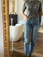 Charger l'image dans la galerie, Primark - Pull gris manches courtes à fleurs
