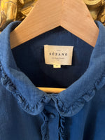 Charger l&#39;image dans la galerie, Blouse Sezane bleu épaules ballon
