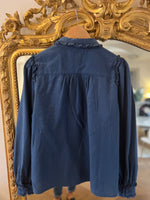 Charger l&#39;image dans la galerie, Blouse Sezane bleu épaules ballon
