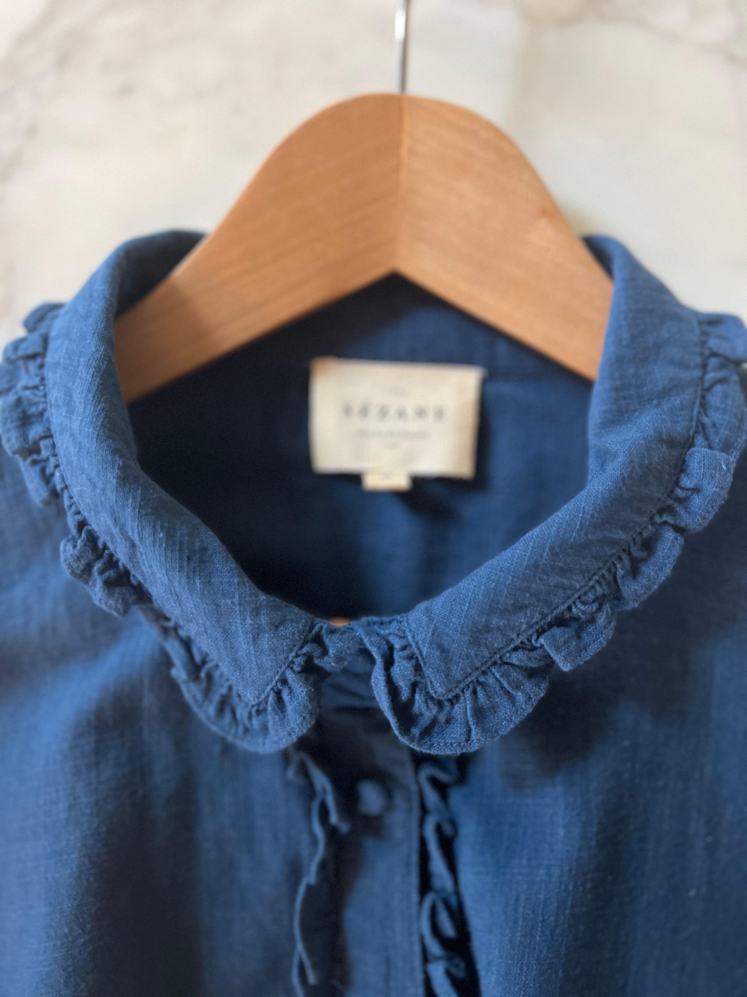 Blouse Sezane bleu épaules ballon