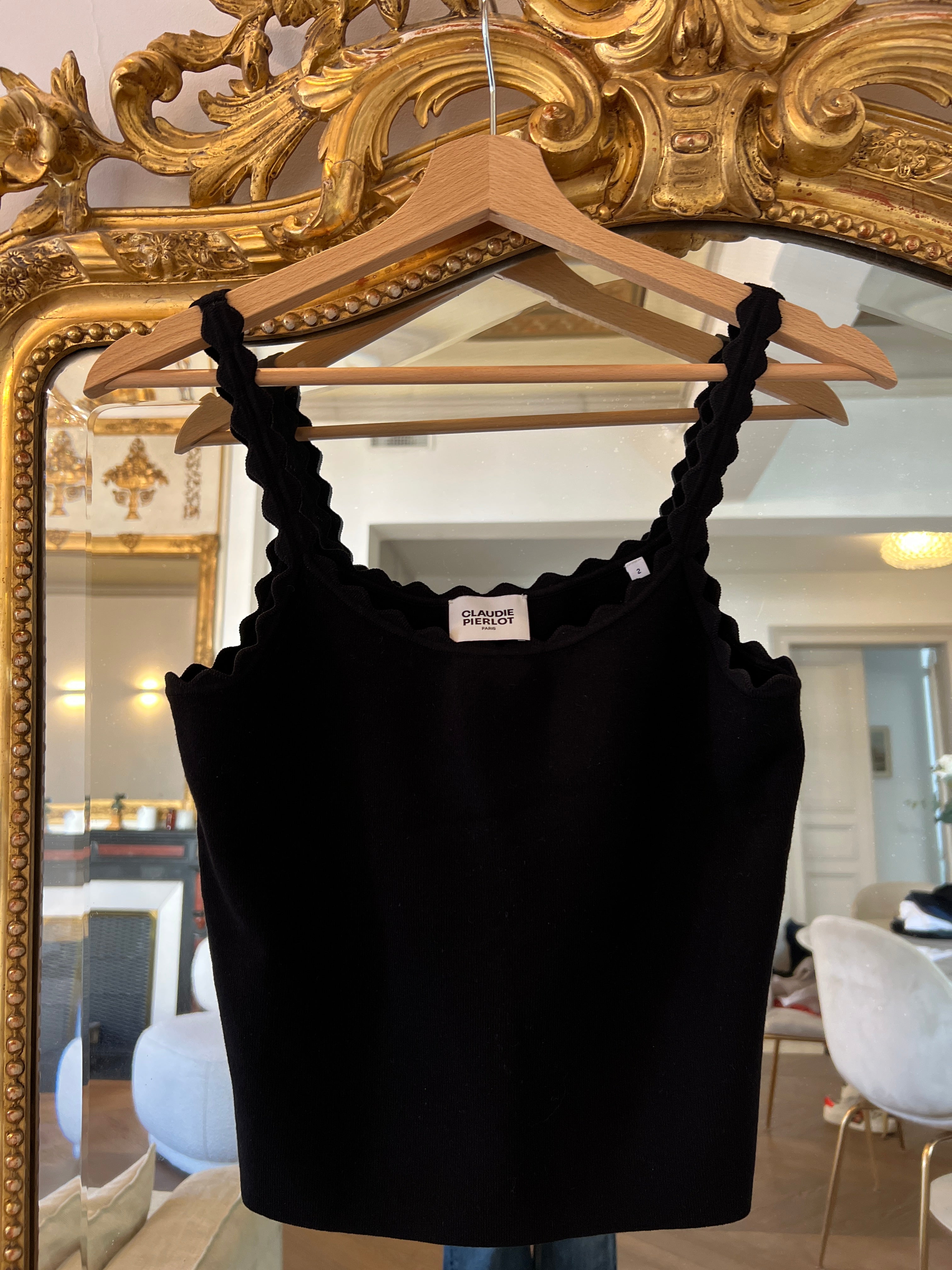 Débardeur Claudie Pierlot noir bretelles vagues