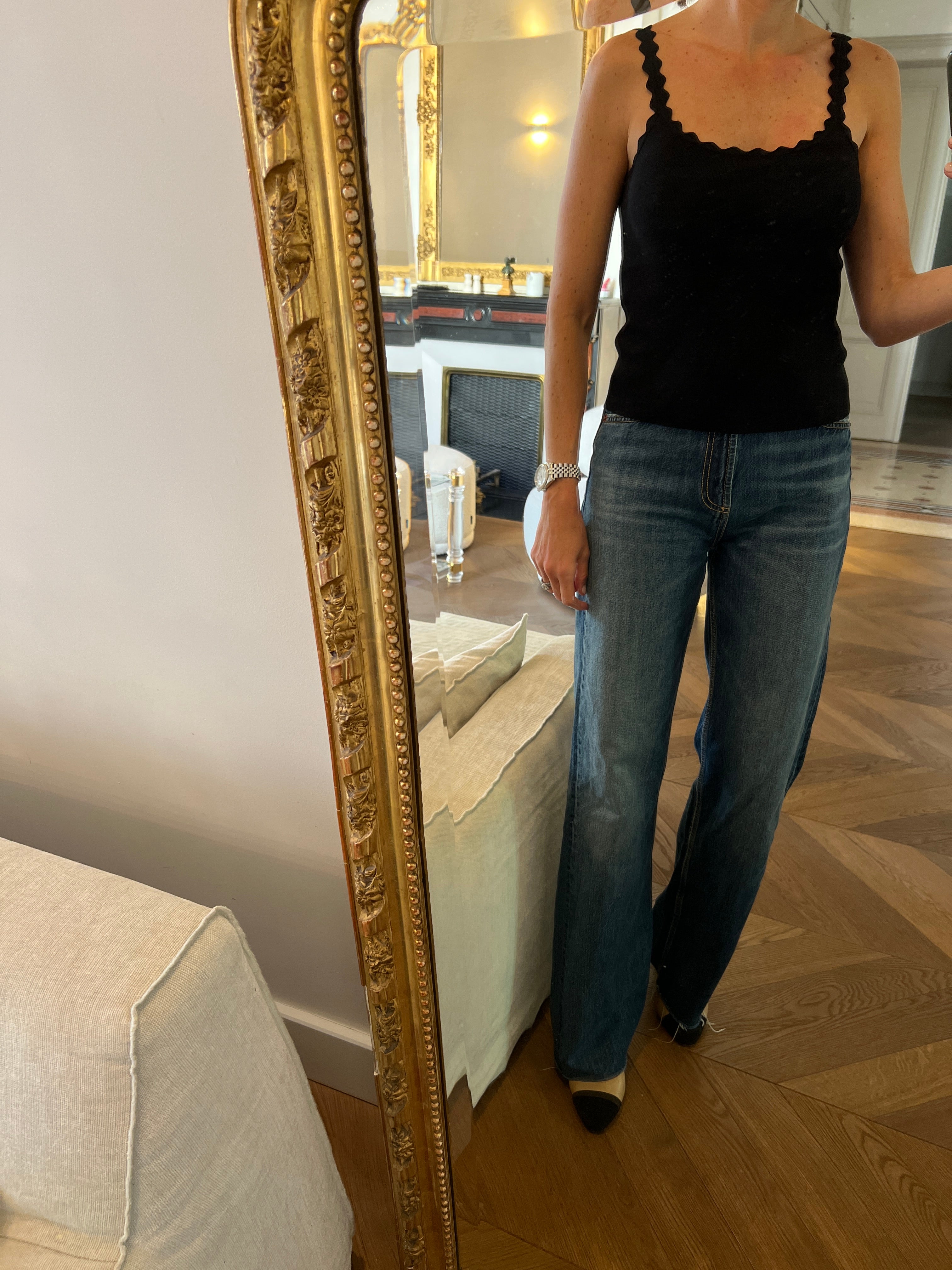 Débardeur Claudie Pierlot noir bretelles vagues