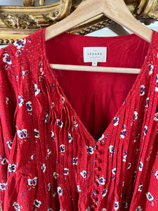 Robe Sézane rouge à motifs fleurs