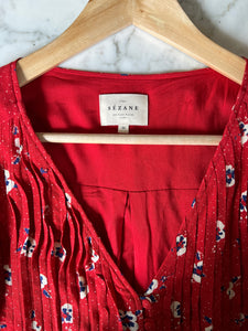 Robe Sézane rouge à motifs fleurs