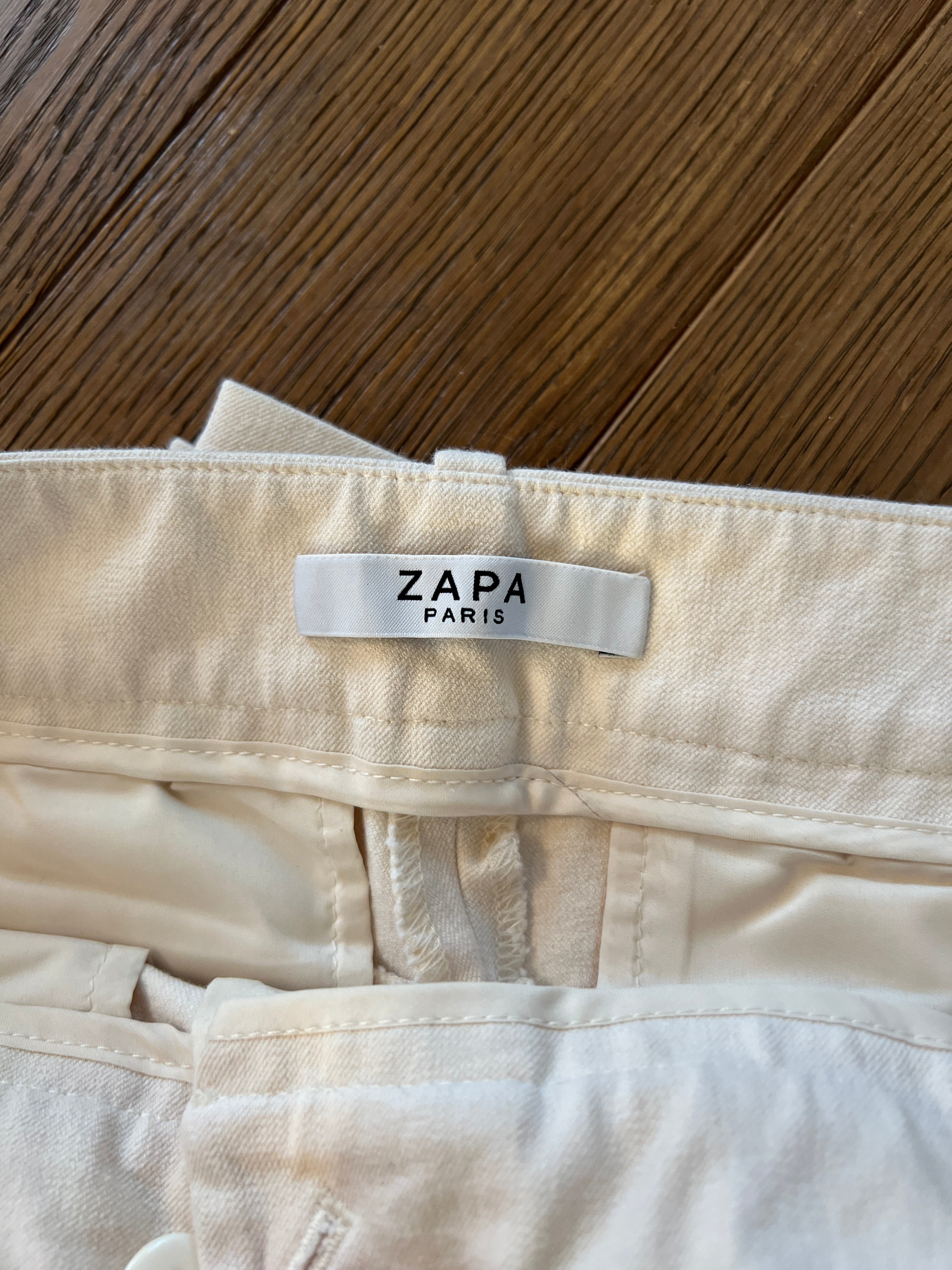 Pantalon Zapa ecru avec fermetures éclair