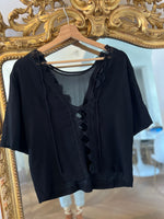 Charger l&#39;image dans la galerie, Sandro - Blouse noire en dentelle
