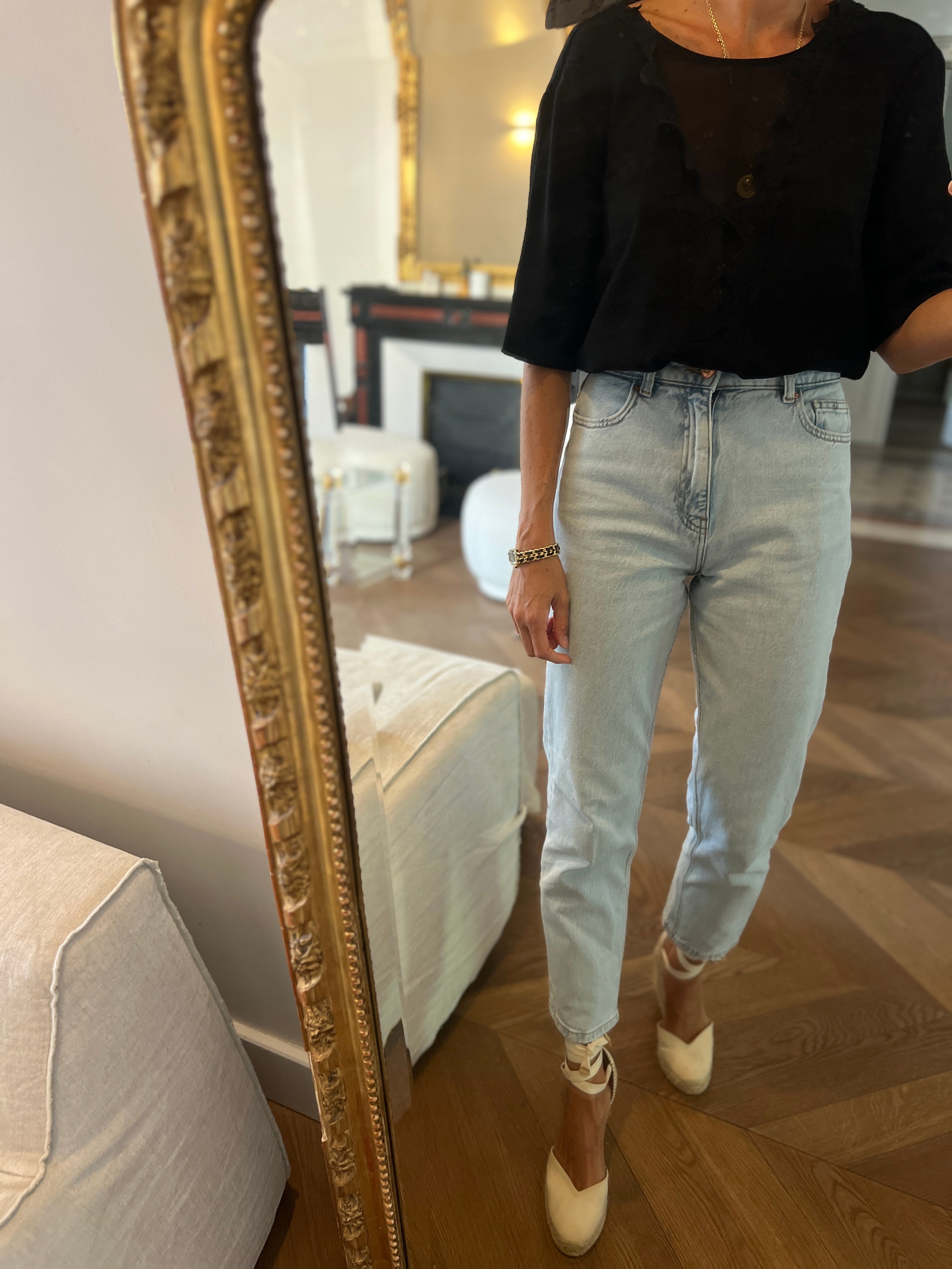 Sandro - Blouse noire en dentelle