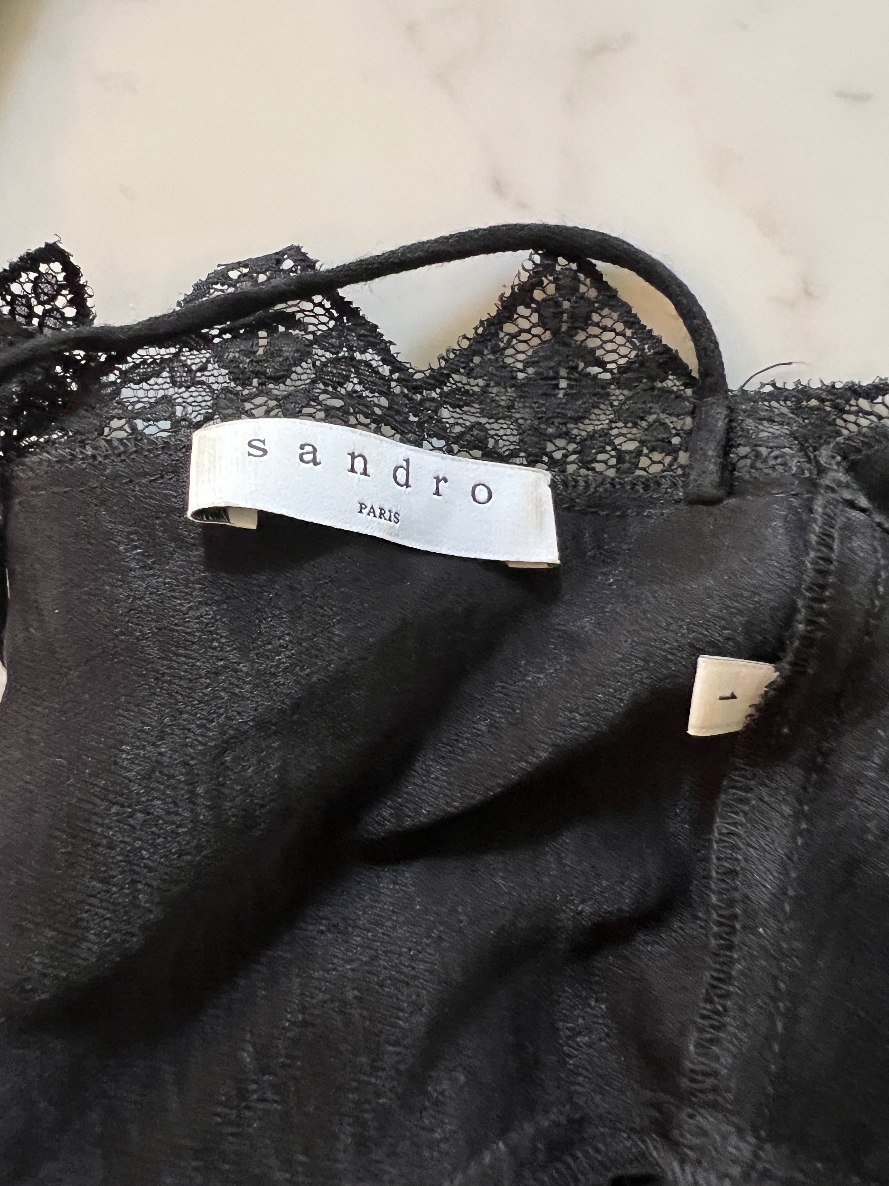 Sandro - Blouse noire en dentelle