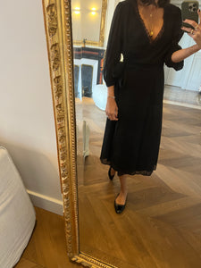 Robe Sezane noir décolleté dentelle en soie