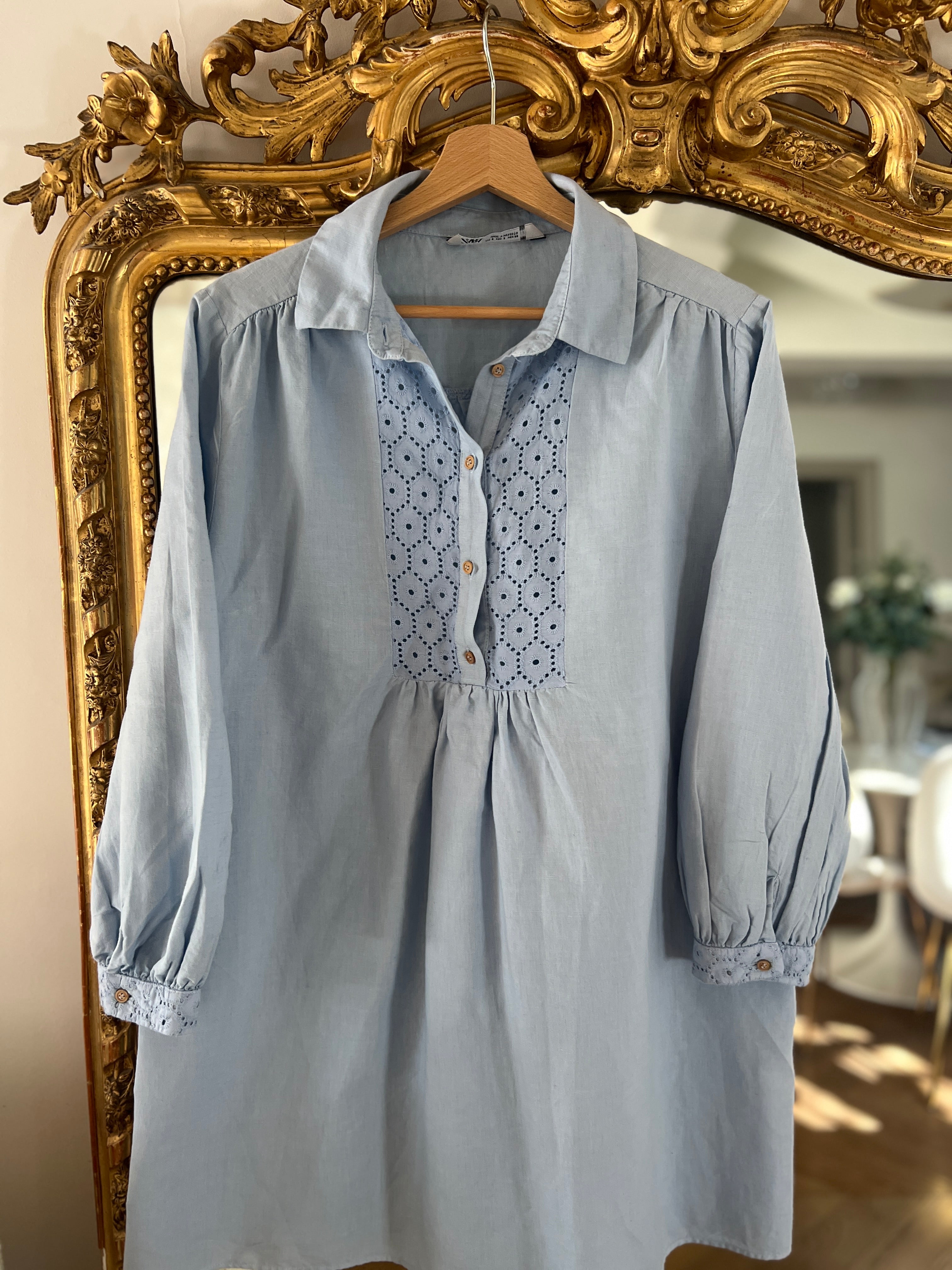 Robe tunique Zara bleue avec broderie