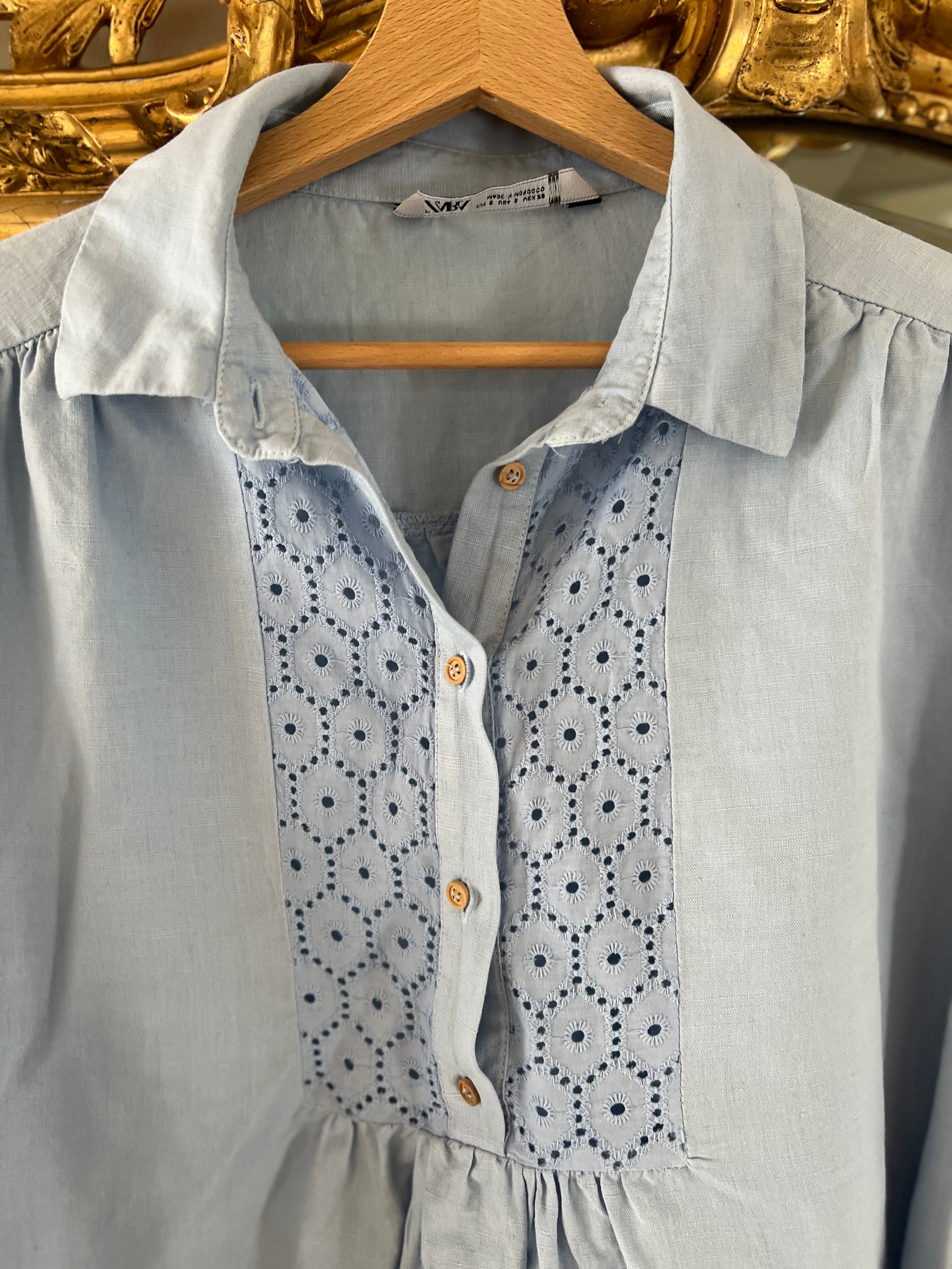 Robe tunique Zara bleue avec broderie