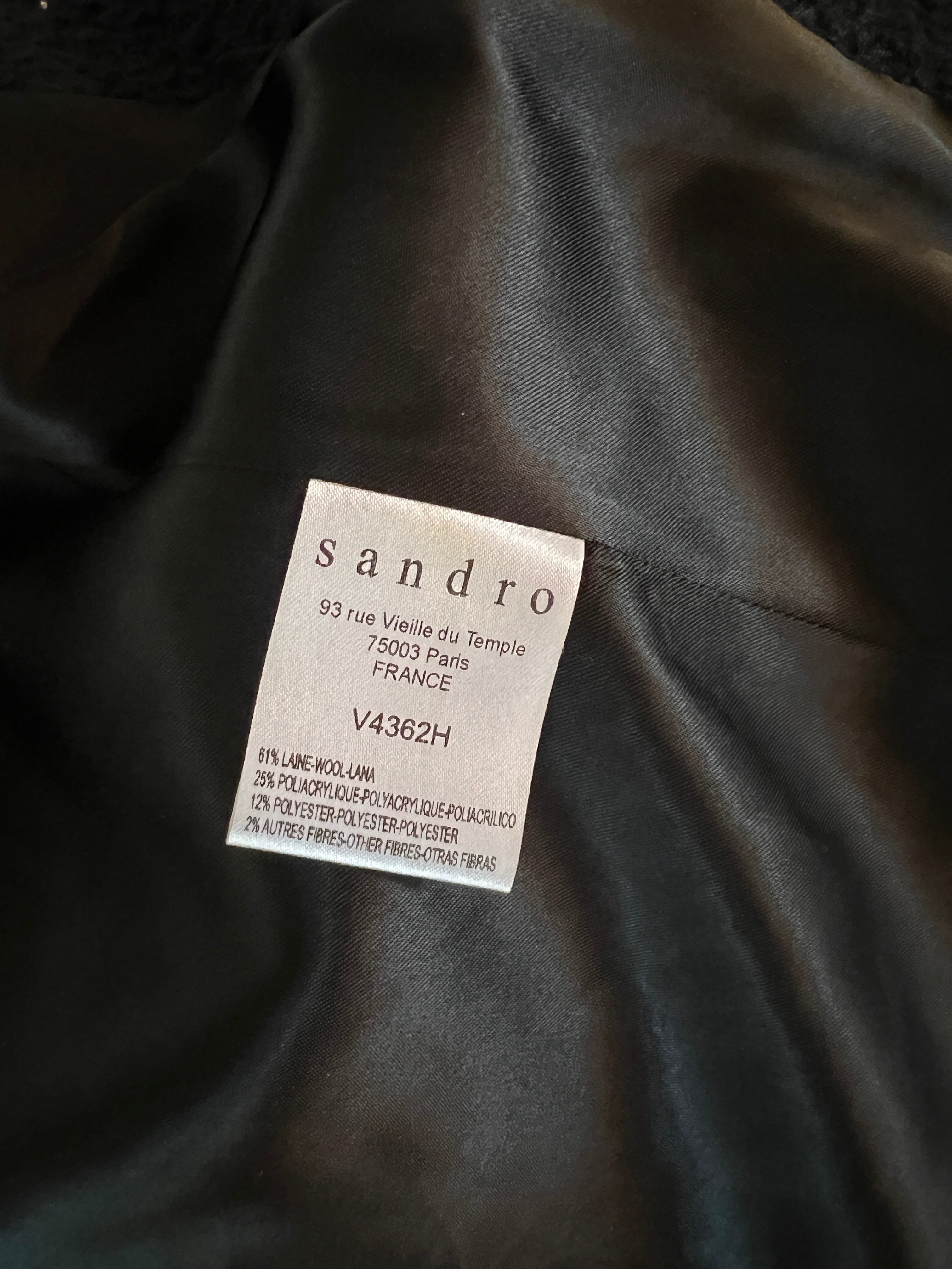 Veste Sandro noire courte avec petites poches