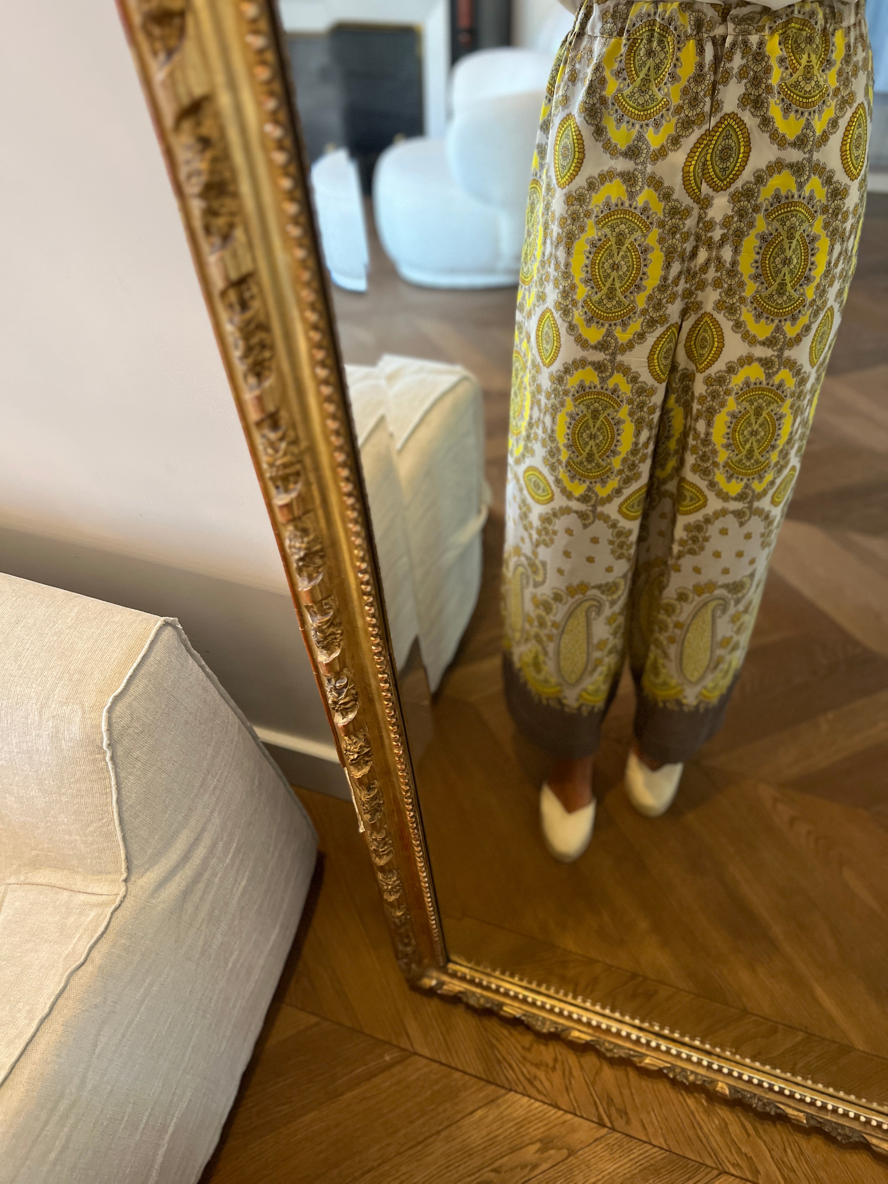 Topolina - Pantalon fluide à motifs jaunes