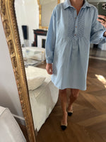 Charger l&#39;image dans la galerie, Robe tunique Zara bleue avec broderie
