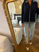 Charger l&#39;image dans la galerie, Mii - Chemise bleu marine col ecrue
