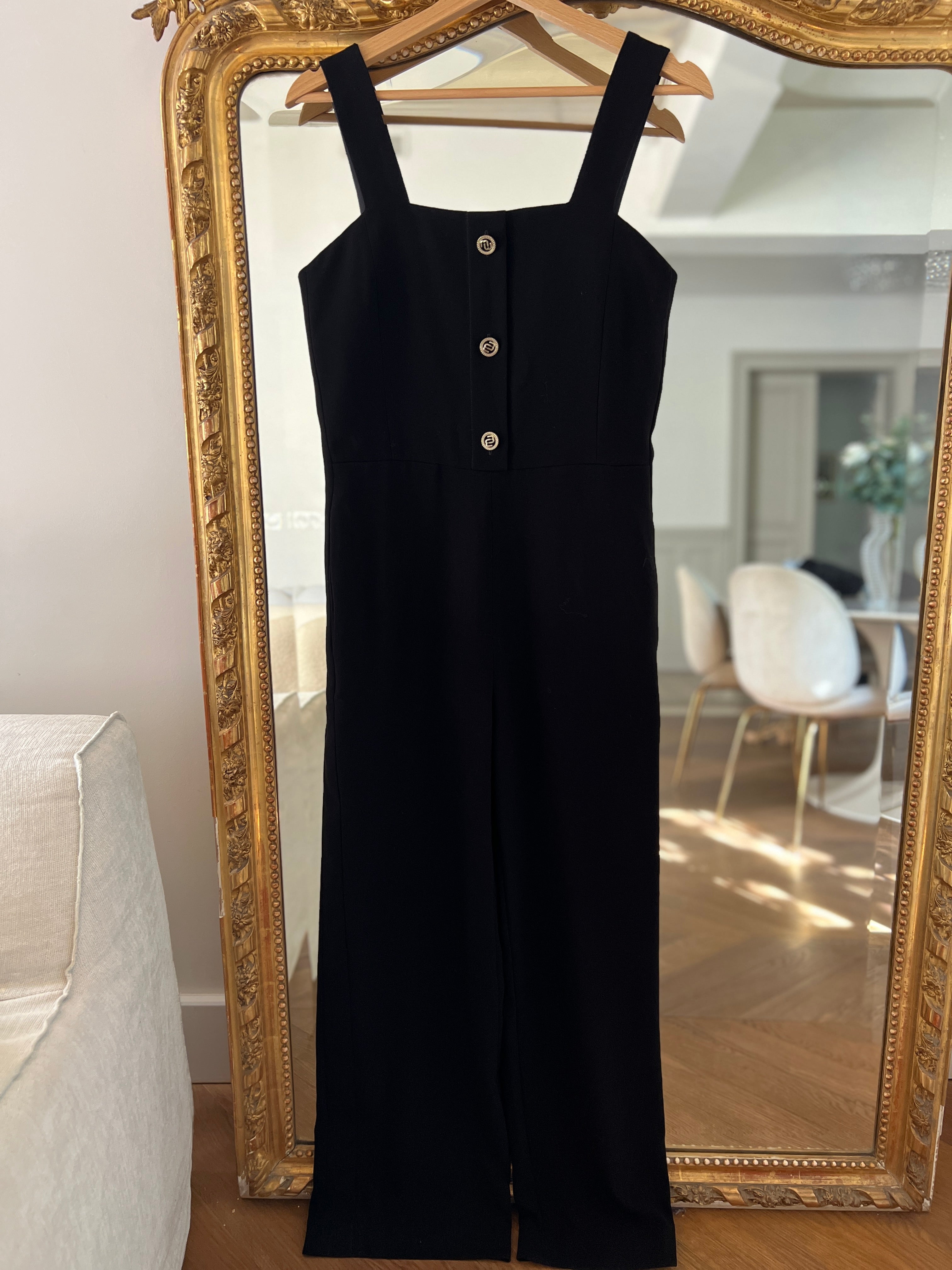 Combinaison pantalon Maje noire avec boutons