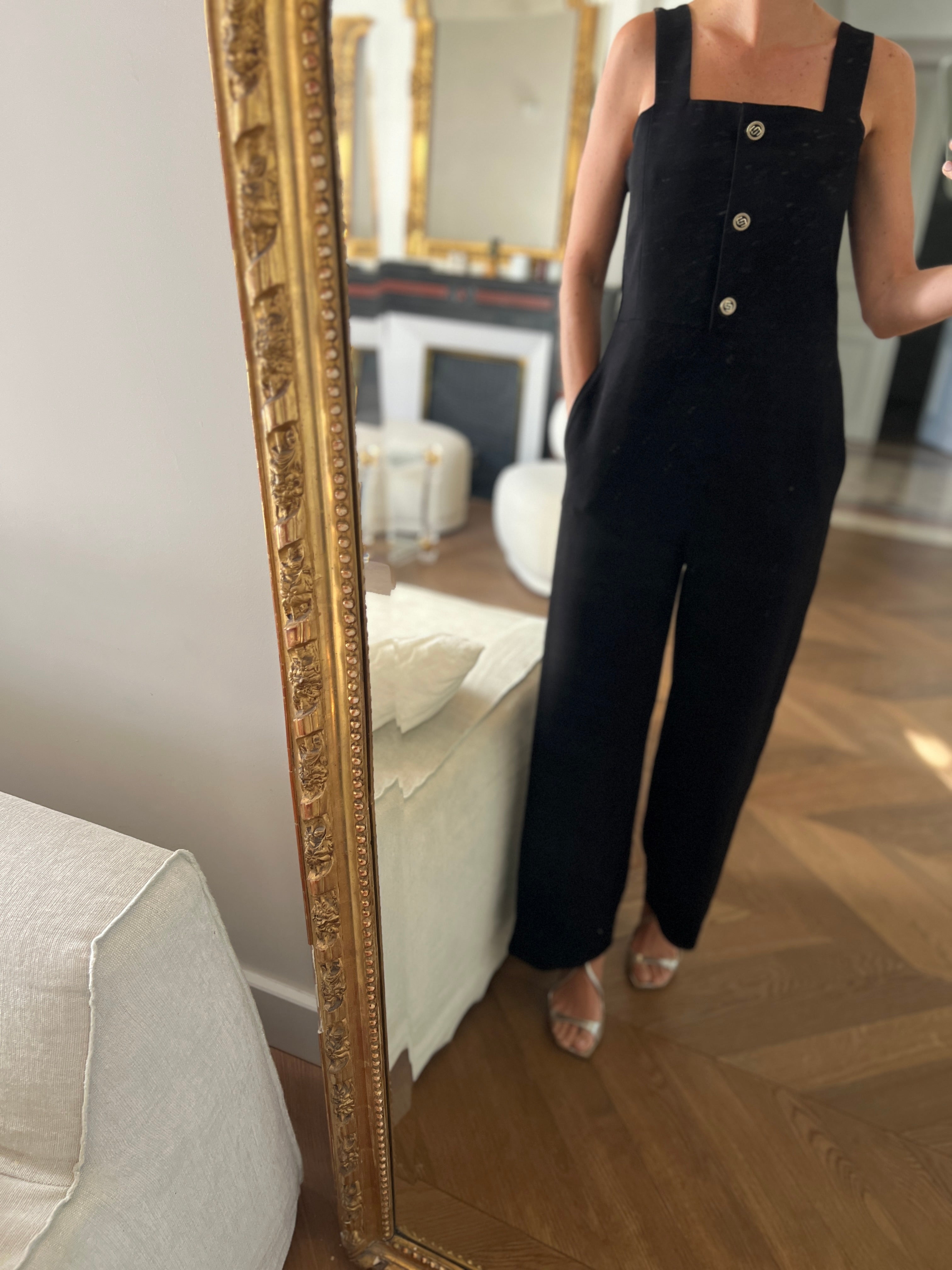 Combinaison pantalon Maje noire avec boutons