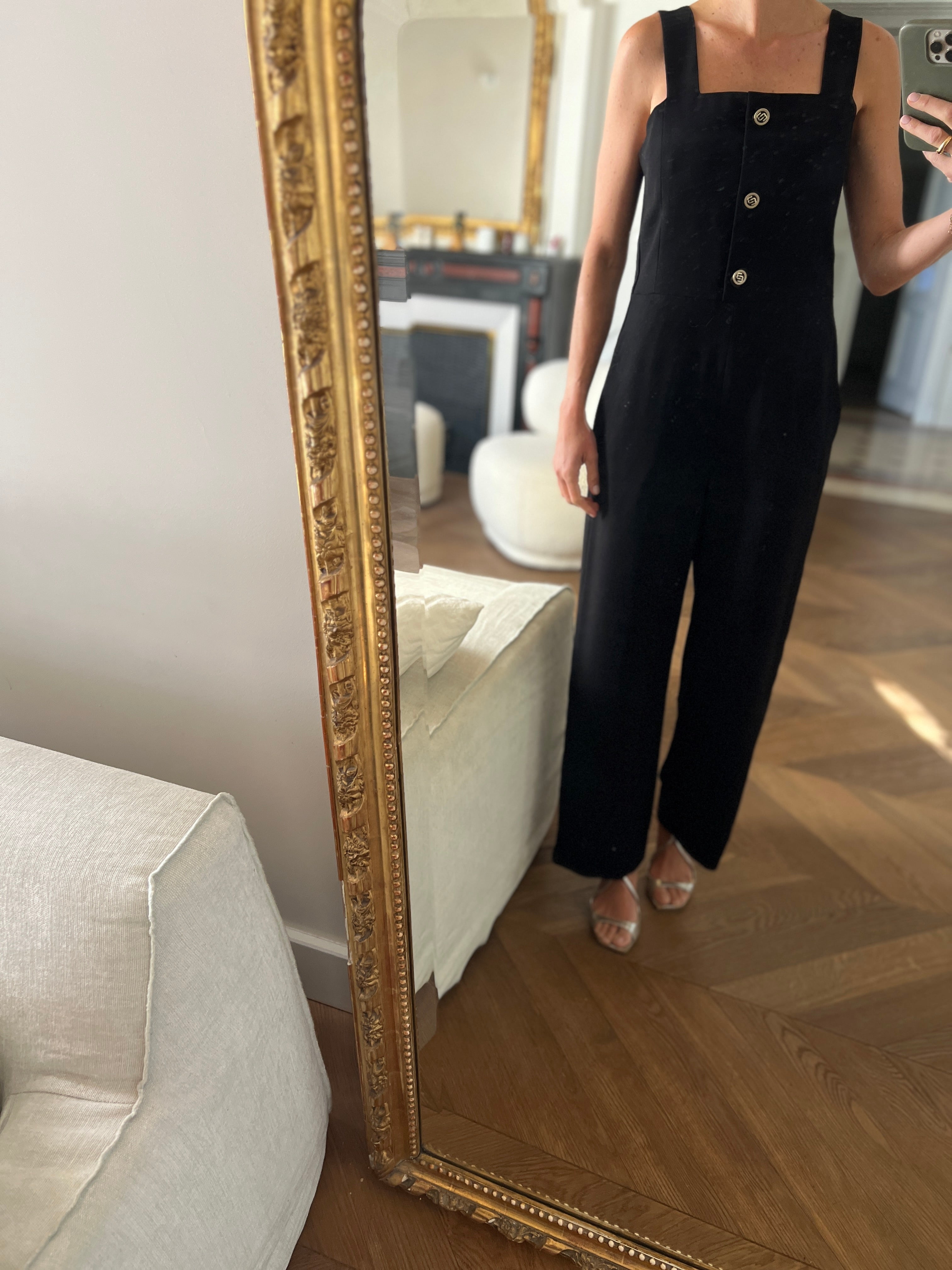 Combinaison pantalon Maje noire avec boutons